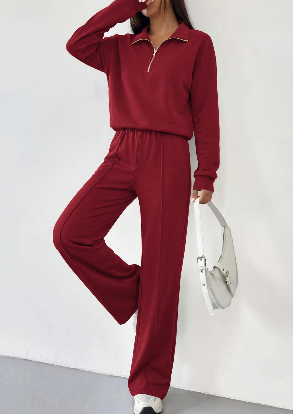 PRETTYGARDEN Women's Lounge Sets 2 Piece Outfits Sweatsuits | Half Zip Pullover Sweatshirts, Wide Leg Pants Pockets, Matching Workout Tracksuits, Airport Travel Resort Wear, Fall Clothes