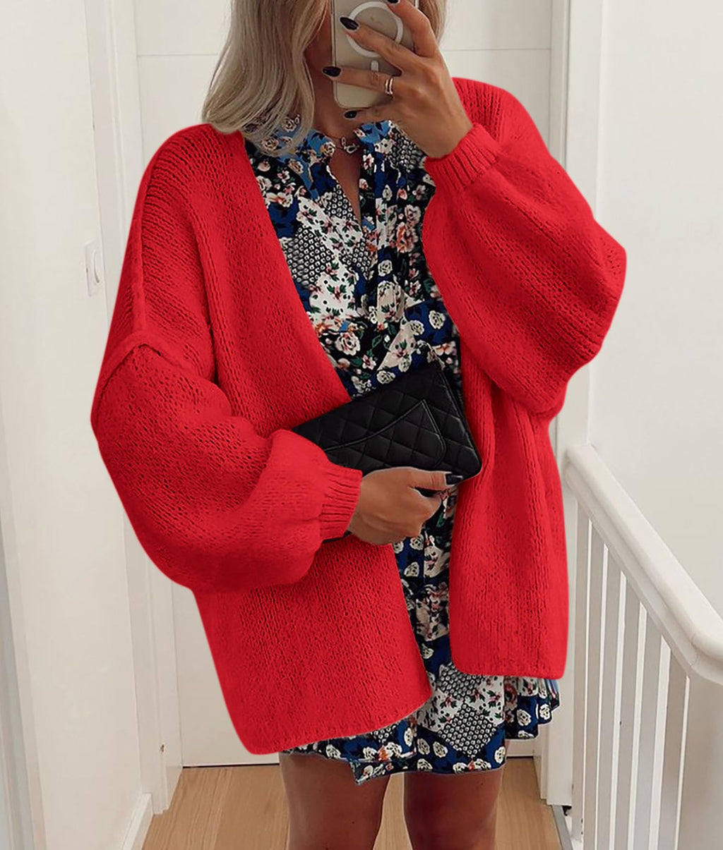 PRETTYGARDEN Womens Oversized Cardigan Sweaters Fall Long Lantern Sleeve Knit Open Front Lightweight Sweater