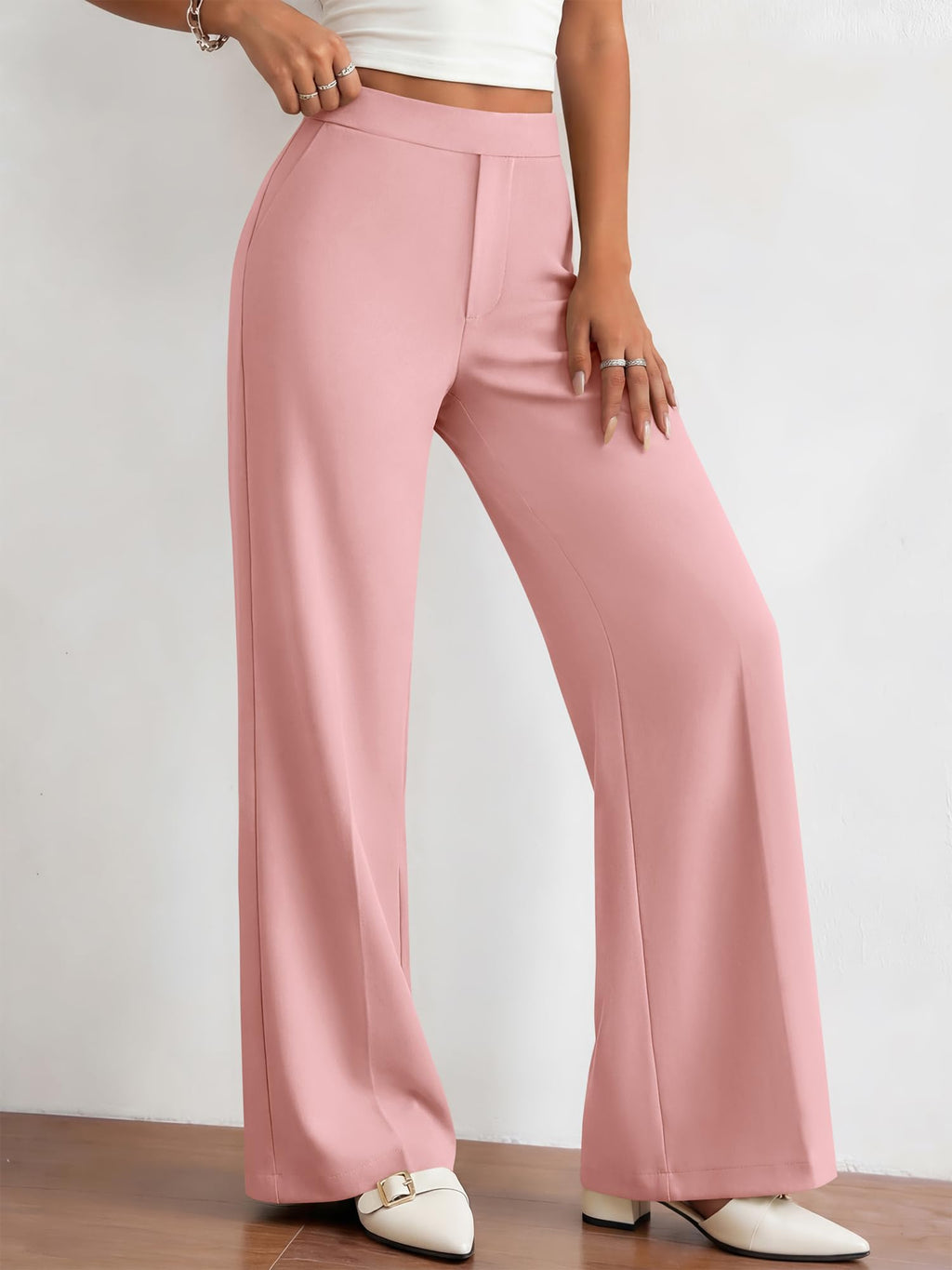 BTFBM Womens Dress Pants Wide Leg Trousers Pockets | High Waisted Long Business Casual Slacks Fall Fashion