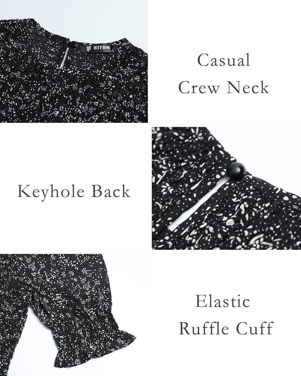 FreshPretty Women Casual Summer Dresses Spring Crew Neck Ruffle Short Sleeve Floral Print Smocked Boho Flowy Maxi Dress