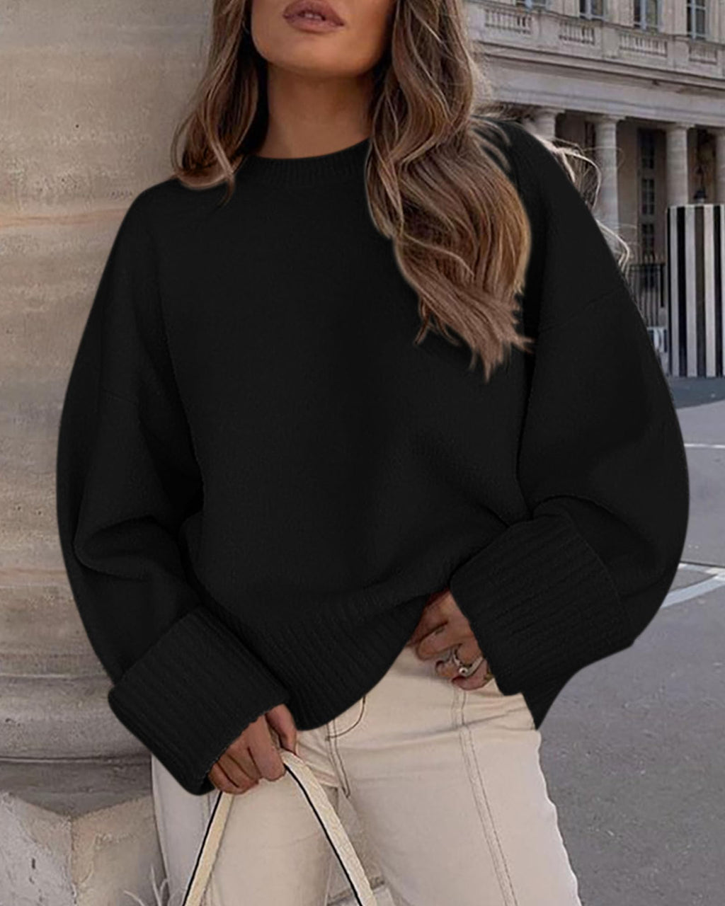 PRETTYGARDEN Women's Fall Oversized Sweaters Casual Crewneck Pullover Long Sleeve Fuzzy Chunky Knit Tops Blouse