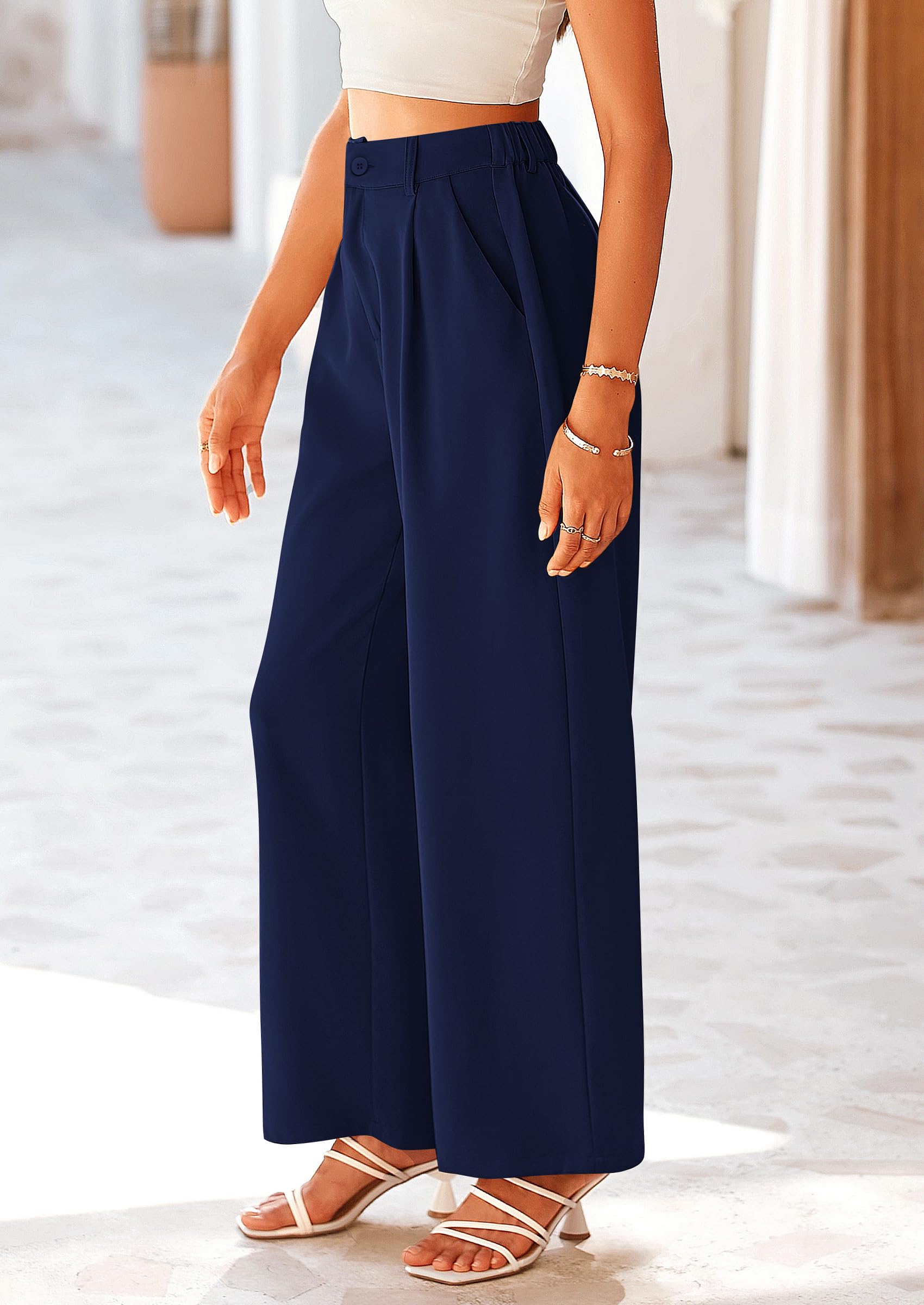 PRETTYGARDEN Wide Leg Pants for Women Trendy Fall High Waisted Business Casual Outfits Work Pant Trousers