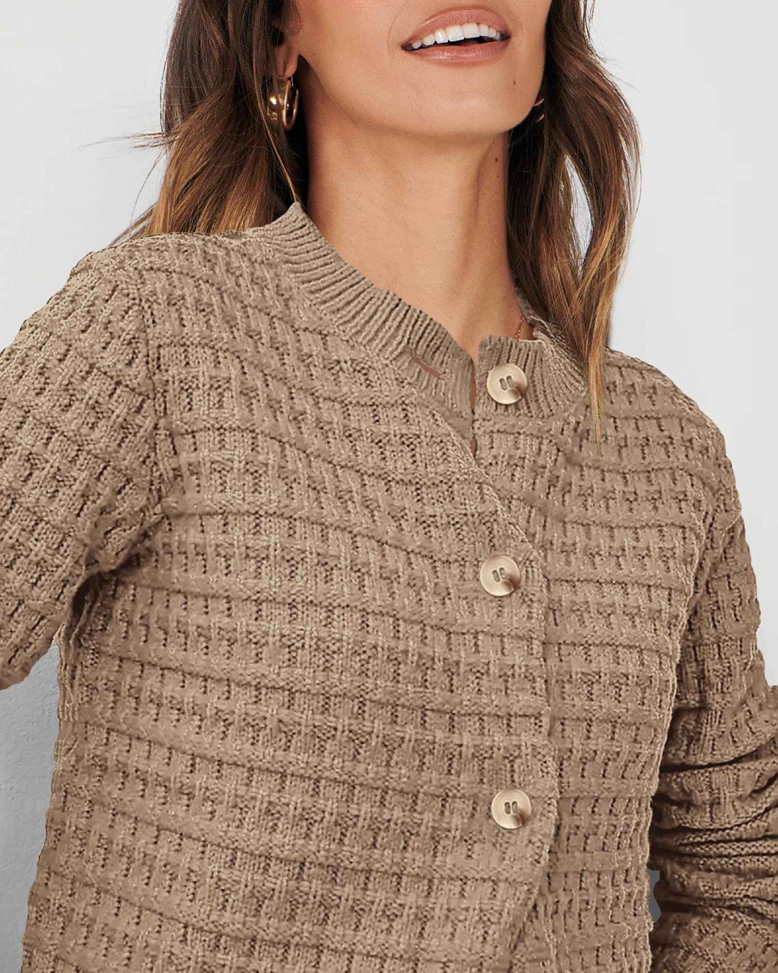 PRETTYGARDEN Women's Knit Cardigan Sweaters Casual Long Sleeve Open Front Button Down Trendy Jackets Outerwear