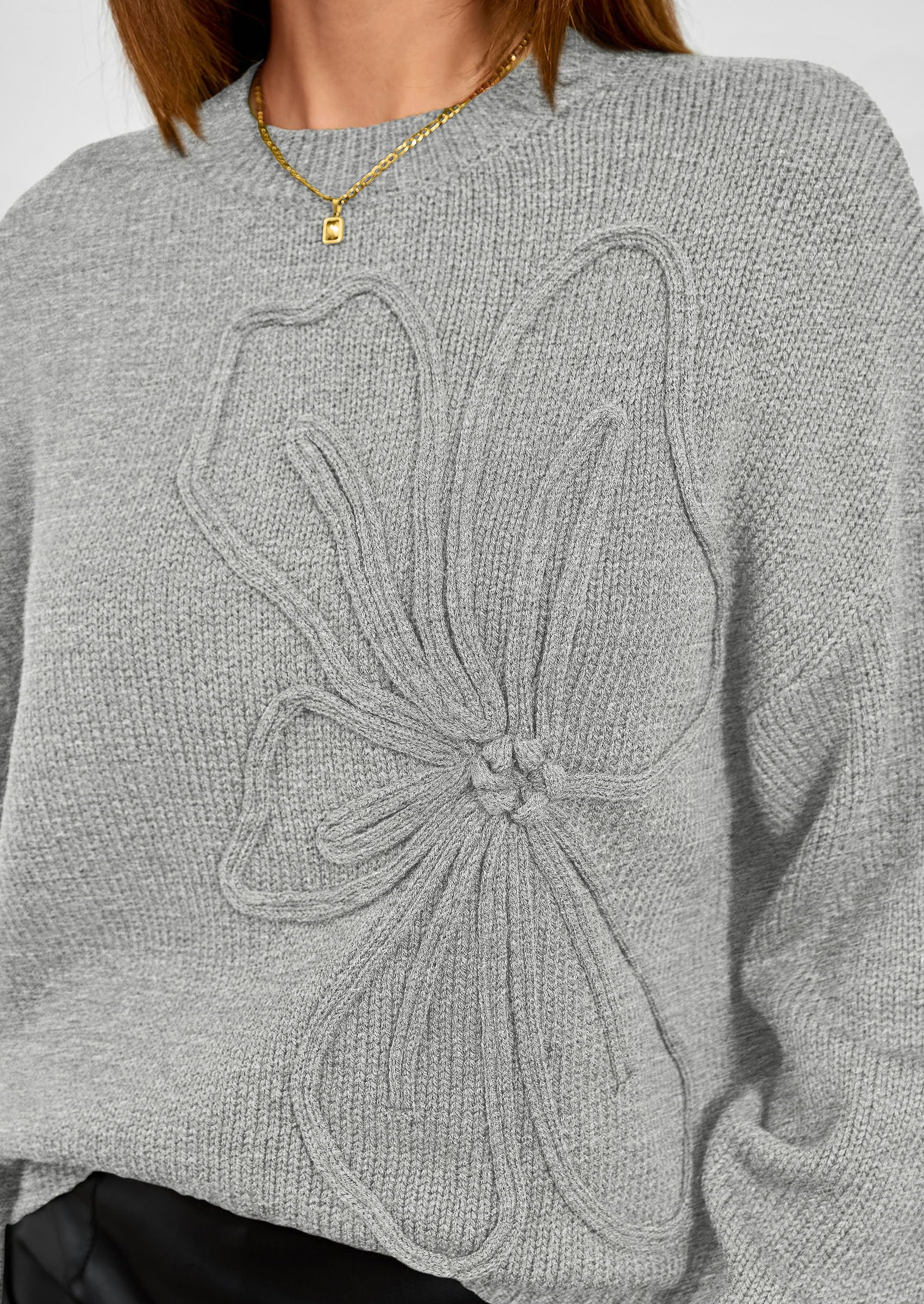 PRETTYGARDEN Womens Sweaters  Fall Fashion Long Sleeve Crewneck Floral Knit Pullover Sweater Tops Winter Clothes