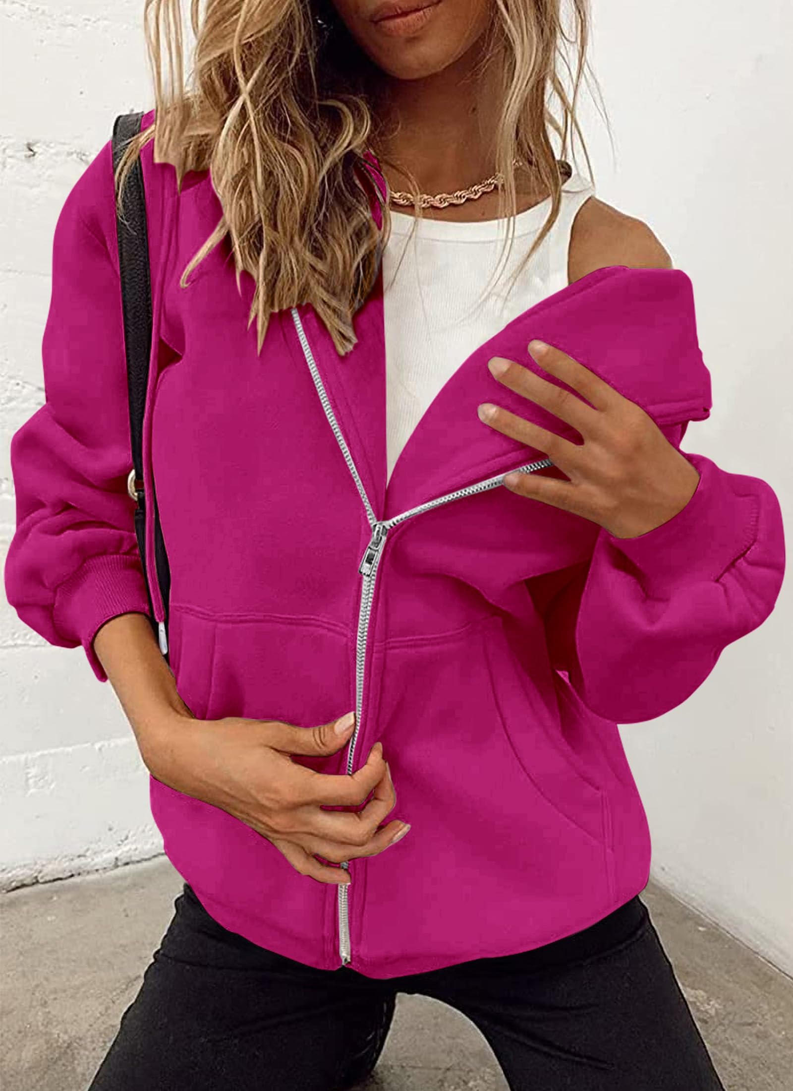 PRETTYGARDEN Women's Zip Up Y2K Hoodies Casual Long Sleeve Sweatshirts Fall Spring Track Jackets with Pockets