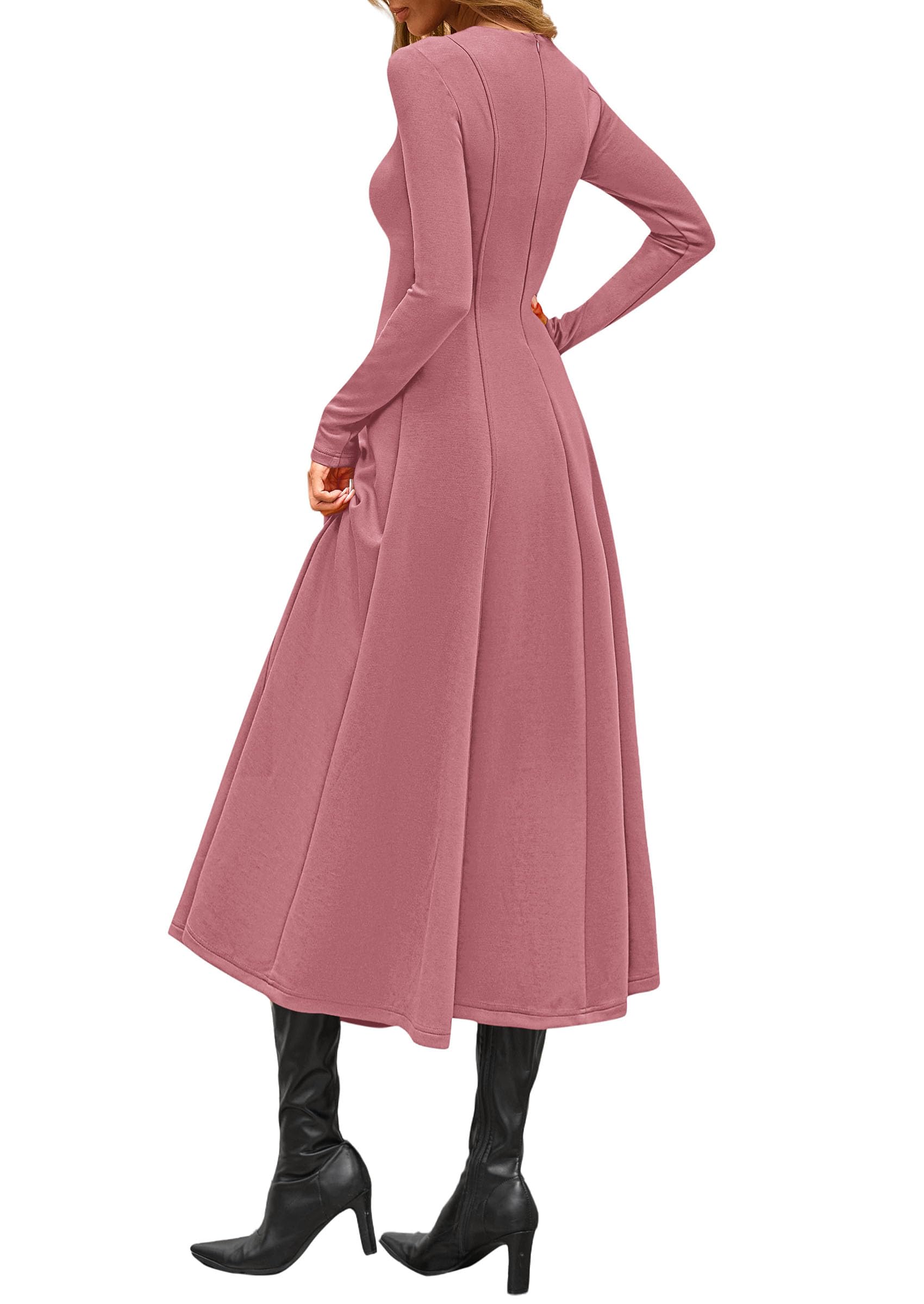 PRETTYGARDEN Cocktail Dresses for Women  Elegant Classy Fall Long Sleeve Midi A Line Flowy Modest Winter Party Dress