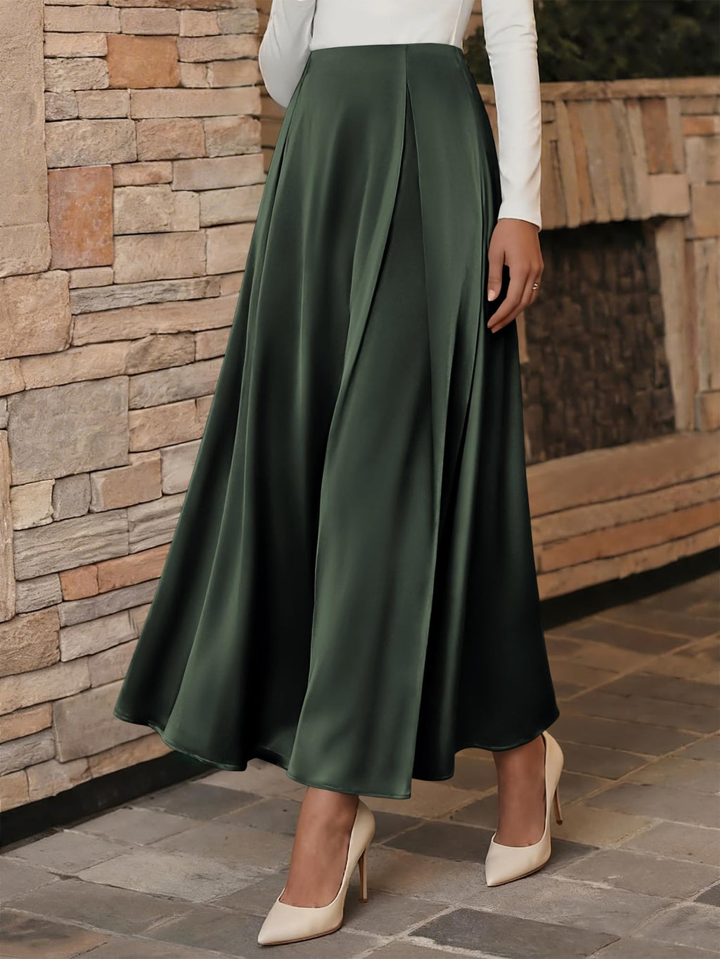 BTFBM Satin Skirts for Women Summer Elegant Flowy A-Line Cocktail Formal Silk Spring Maxi Skirt Night Out Outfits
