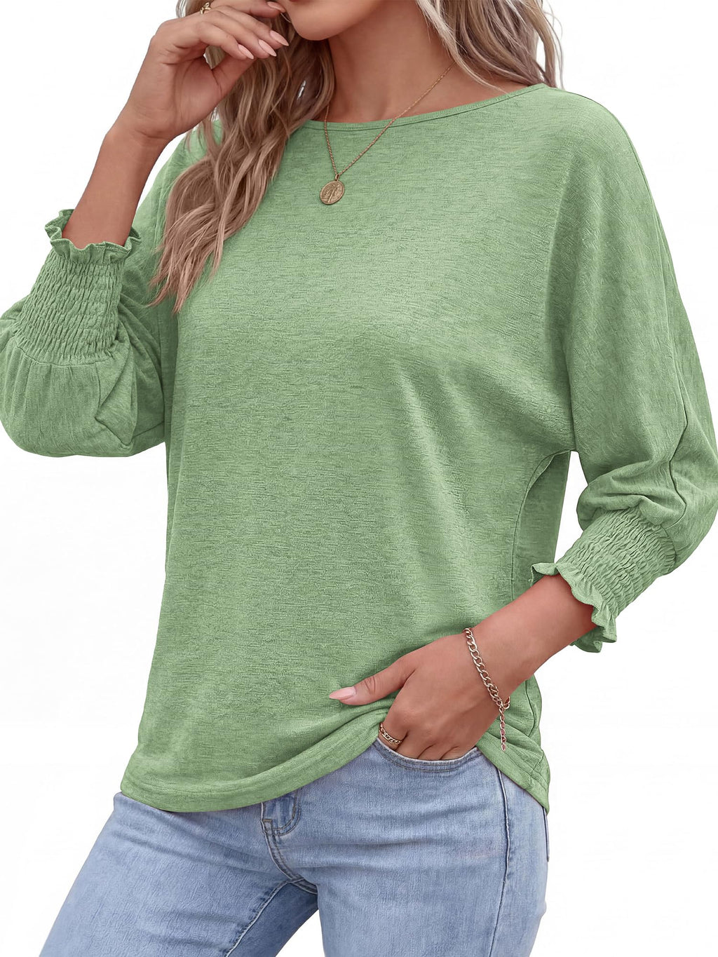 BTFBM Womens Tops Dressy Casual Summer T Shirts Crewneck 3/4 Sleeve Beach Vacation Loose Tunic Spring Work Blouse