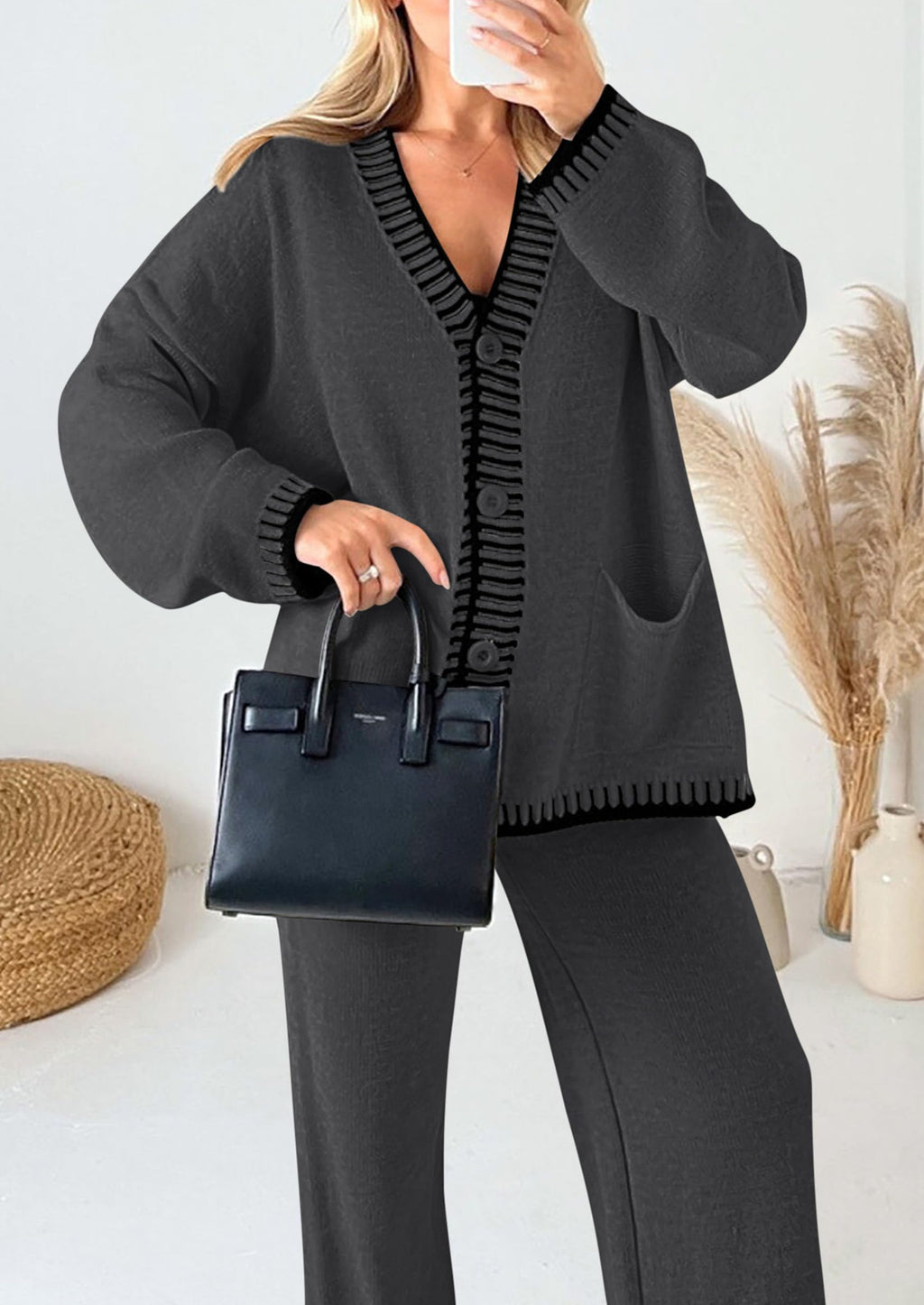 PRETTYGARDEN Lounge Sets for Women Fall Loungewear 2 Piece Outfits Cardigan Sweaters Track Suit Matching Winter Clothing