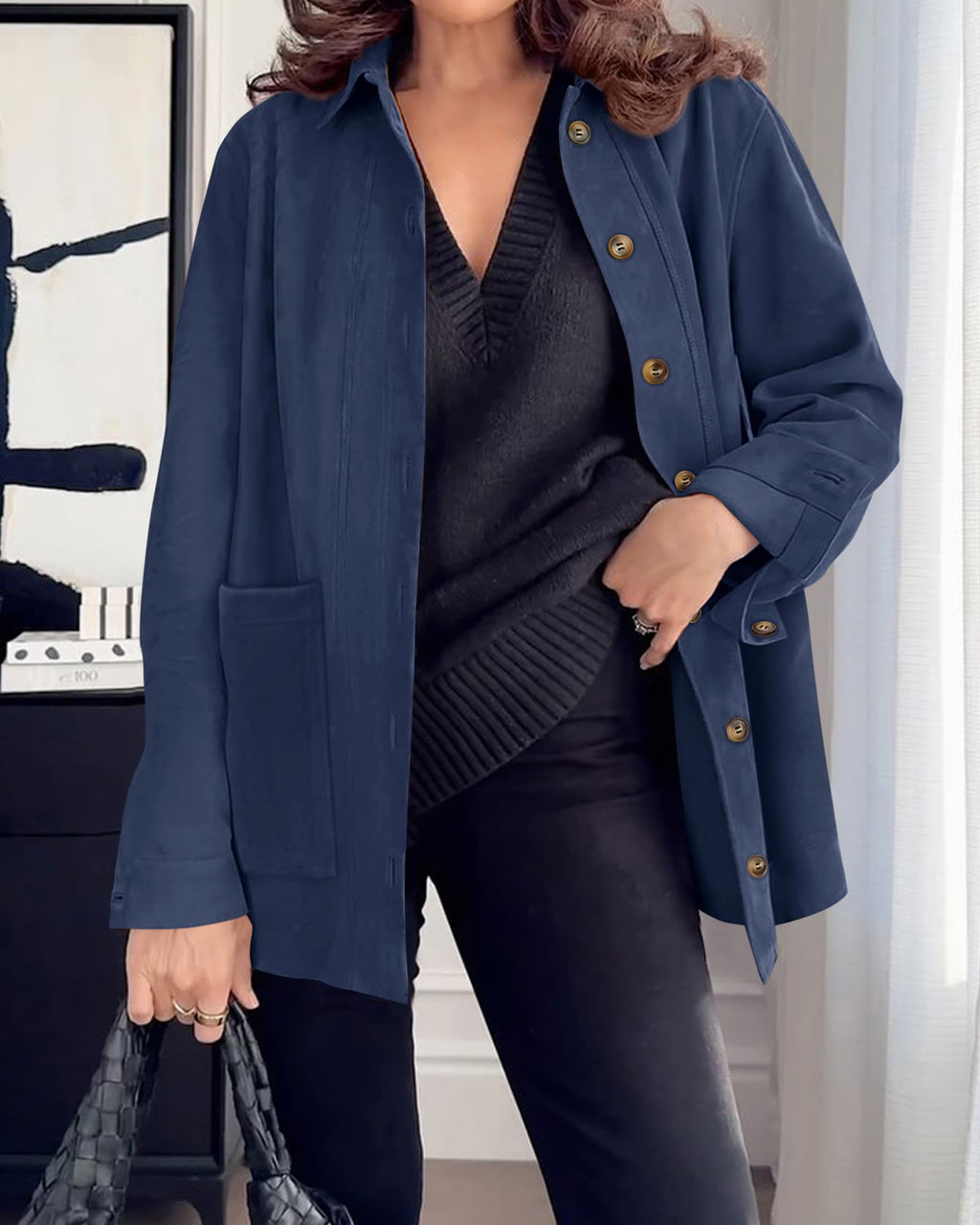 BTFBM Faux Suede Jacket Women Fall Fashion Leather Jackets Long Sleeve Button Down Winter Coats Shackets Outerwear