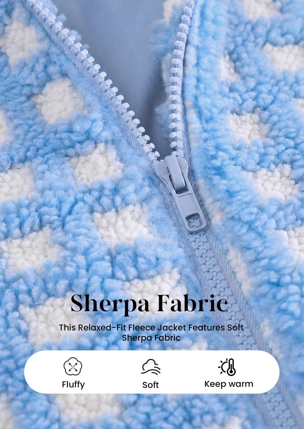 PRETTYGARDEN Women's Gingham Sherpa Fleece Jacket Plaid Cropped Teddy Coat Trendy Y2K Winter Jacket, Zip Up Stand Collar, Side Pockets, Fall Outfit for Casual Daily, Going Out, Streetwear, Outdoor