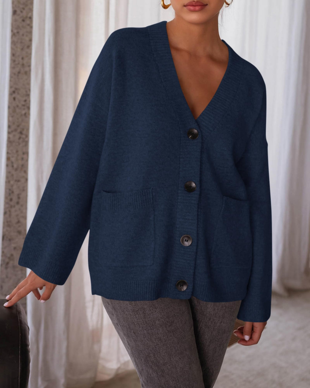 BTFBM Oversized Cardigan Sweaters for Women Trendy Fall Fashion Button Down Long Sleeve Chunky Knit Cardigans