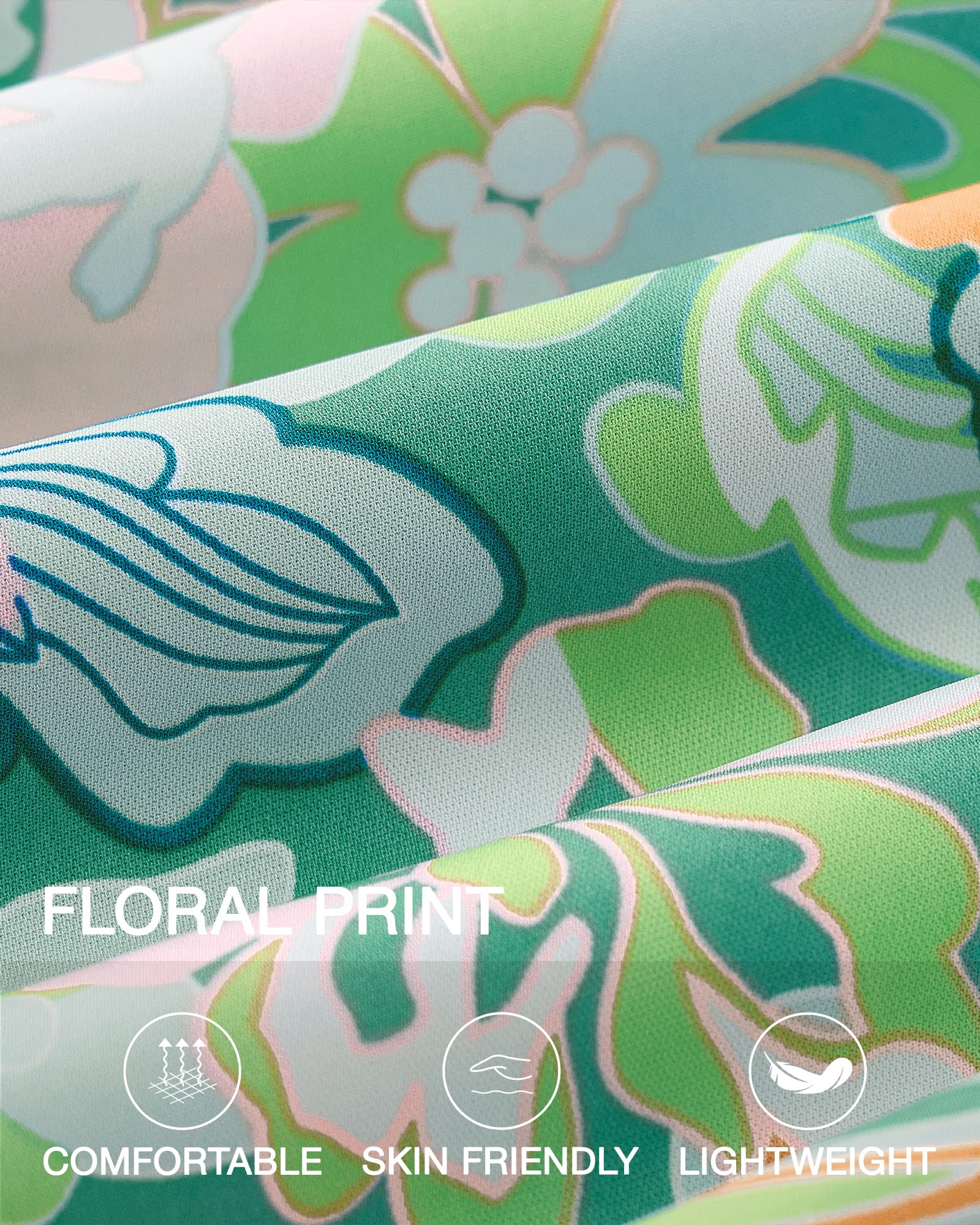 FreshPretty Women Summer Dresses Casual Flowy Beach Square Neck Puff Short Sleeve Smocked Back Boho Floral Long Maxi Dress