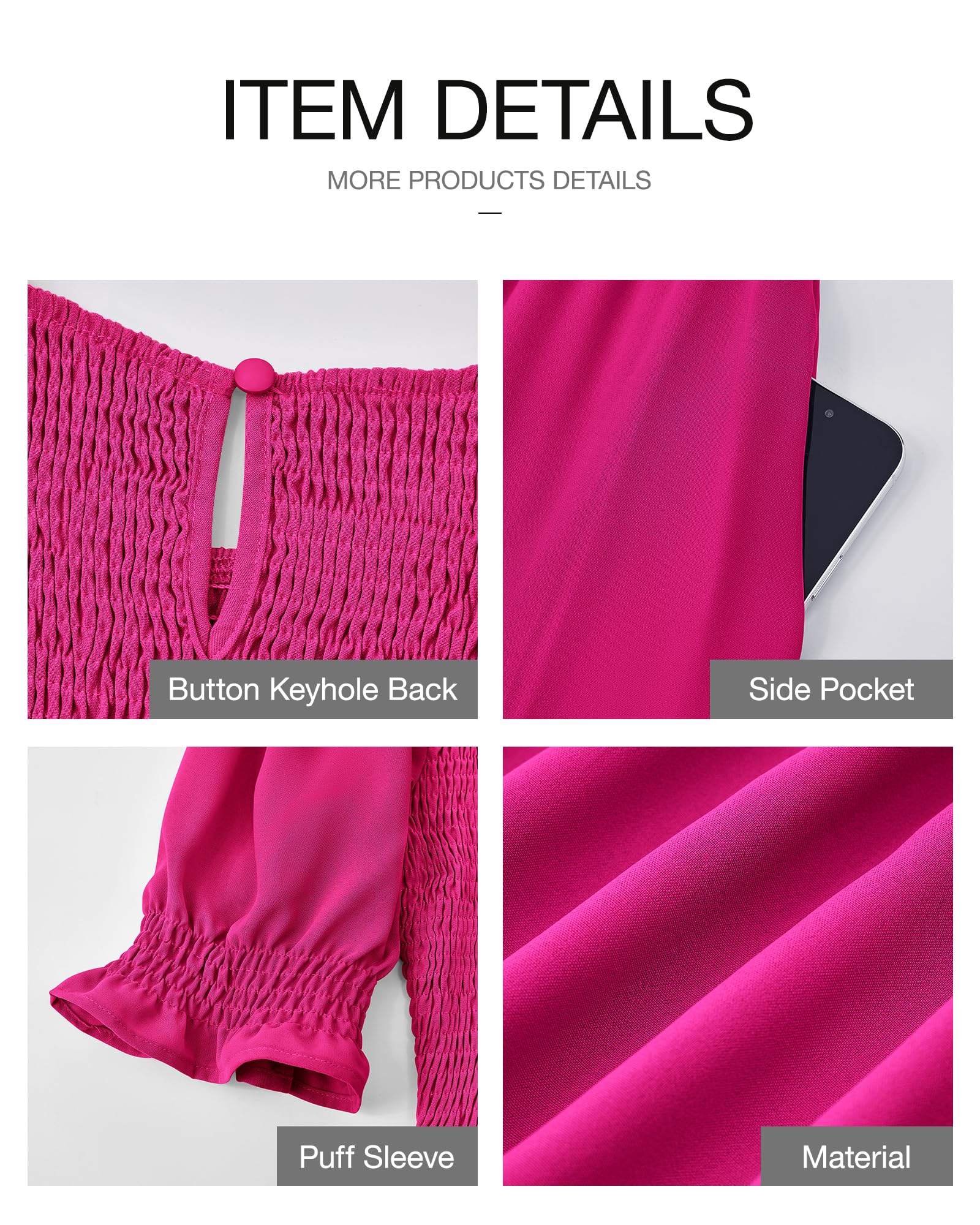 FreshPretty Women Casual Summer Dresses Spring Crew Neck Ruffle Short Sleeve Floral Print Smocked Boho Flowy Maxi Dress