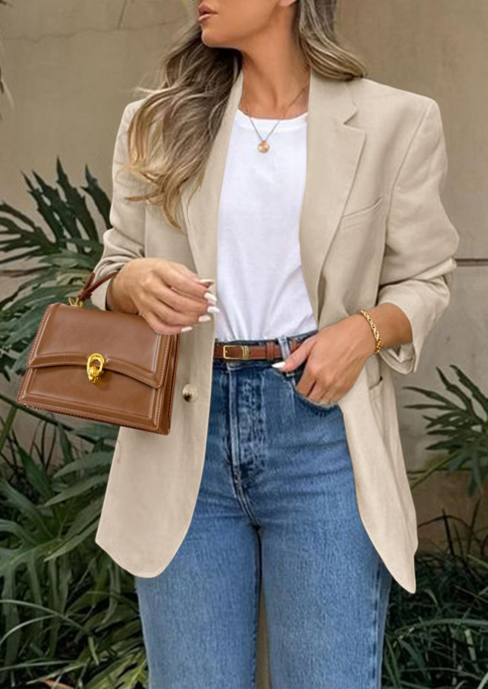 PRETTYGARDEN Blazers for Women Business Casual Long Sleeve Lapel Open Front Suit Jacket Work Blazer with Pockets