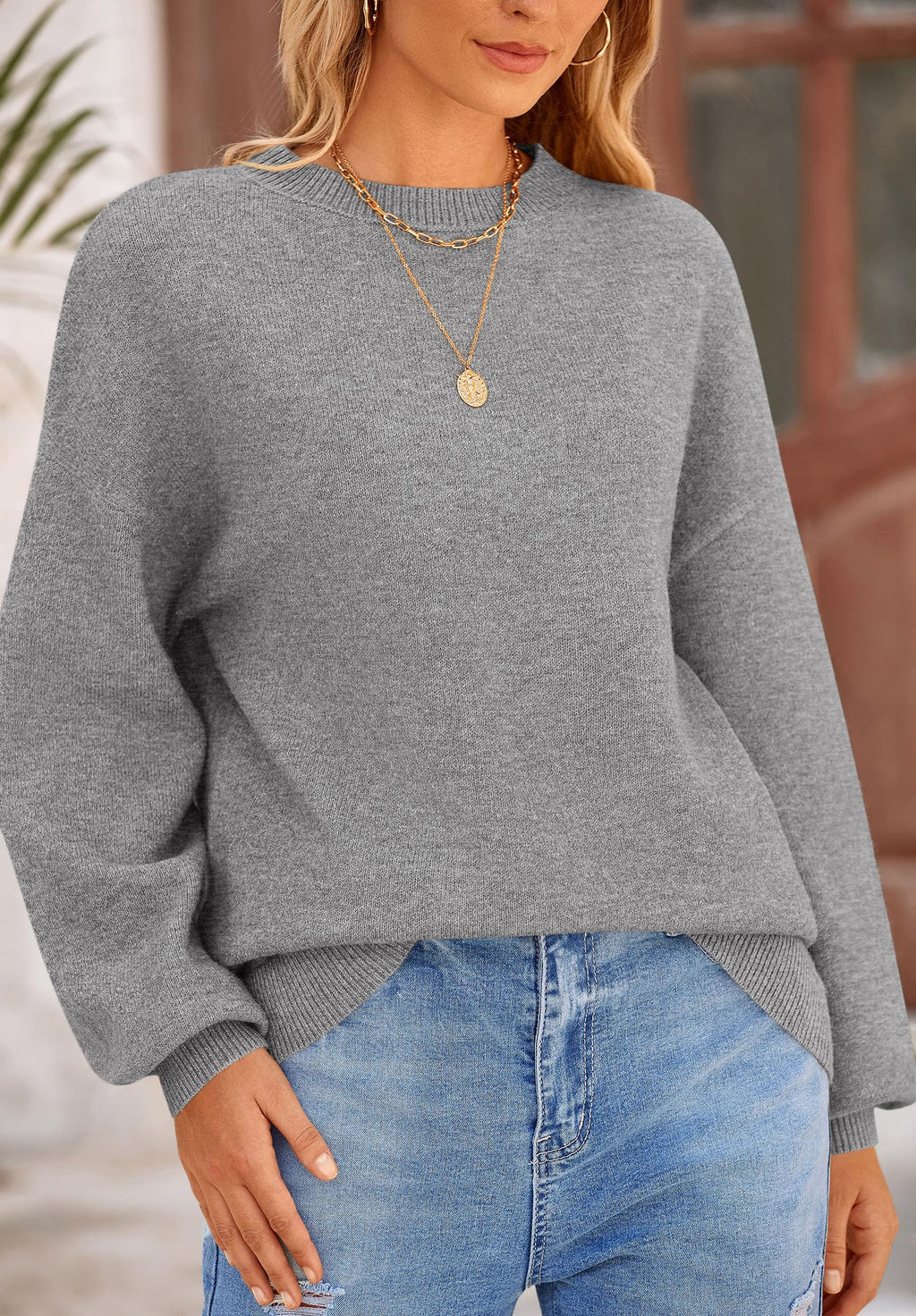 PRETTYGARDEN Women's Fall Sweaters Casual Crew Neck Long Sleeve Pullover Tops Ribbed Knit Loose Fit Winter Clothes