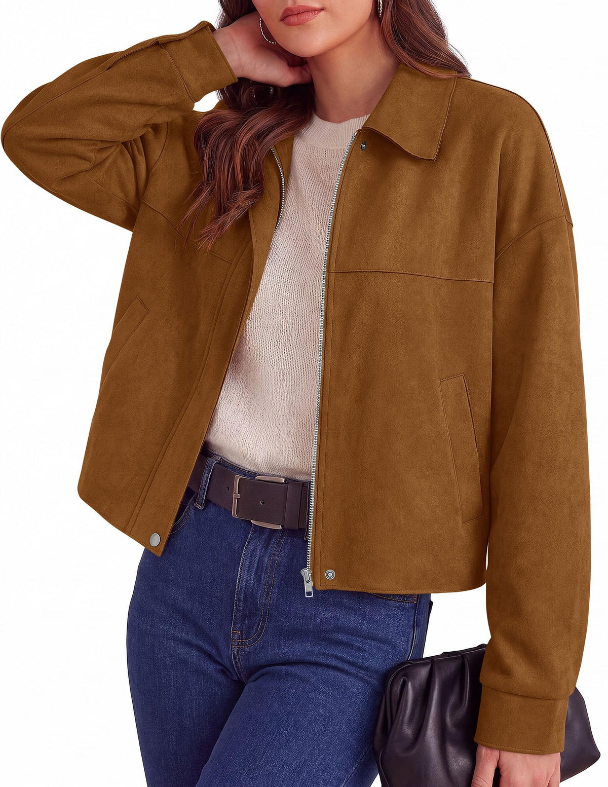 PRETTYGARDEN Women's Faux Suede Cropped Fall Jackets