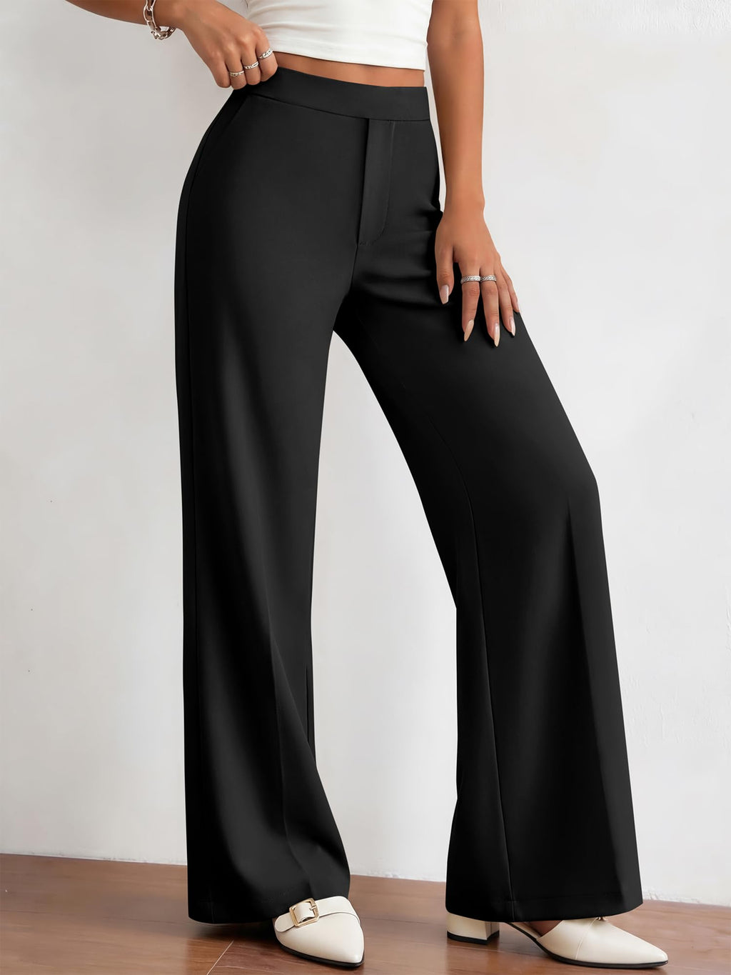 BTFBM Womens Dress Pants Wide Leg Trousers Pockets | High Waisted Long Business Casual Slacks Fall Fashion