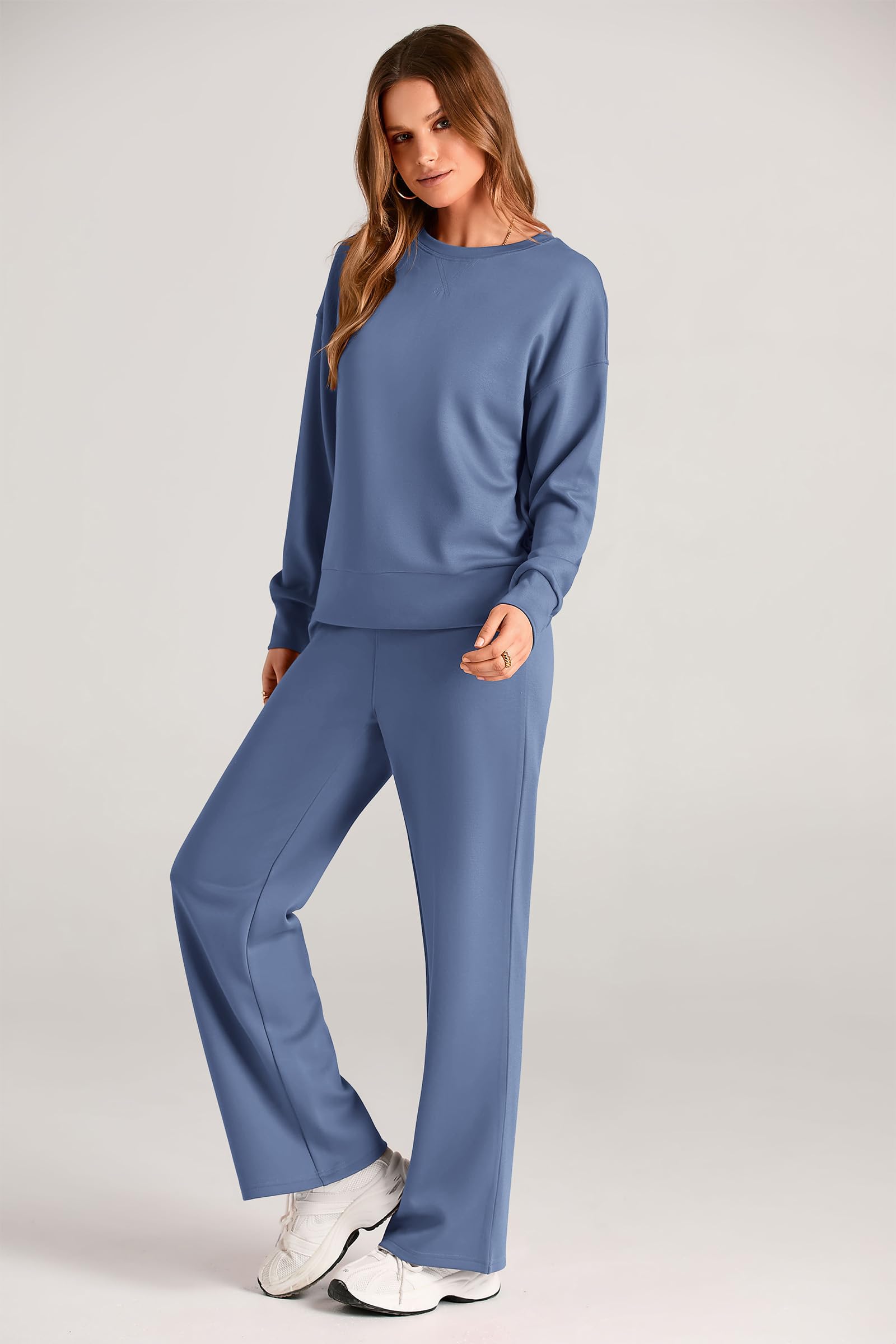 PRETTYGARDEN Womens 2 Piece Outfits Fall Long Sleeve Sweatshirt Wide Leg Pants Lounge Sets Winter Sweatsuits Tracksuit