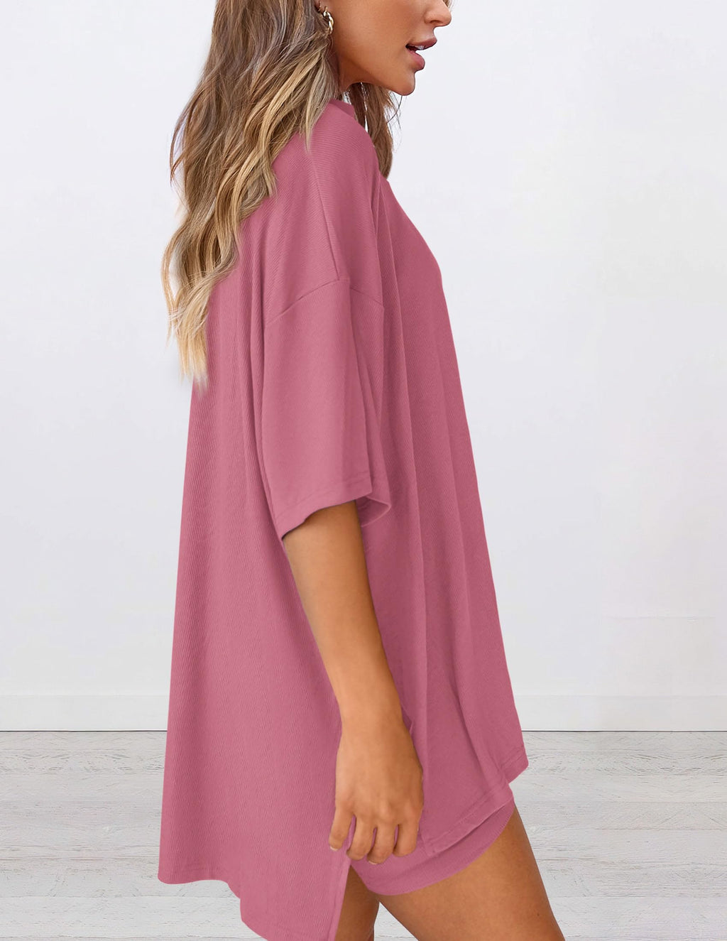 PRETTYGARDEN Women's Two Piece Lounge Set Summer Casual Oversized Shirts Biker Shorts Matching Airport Travel Outfit