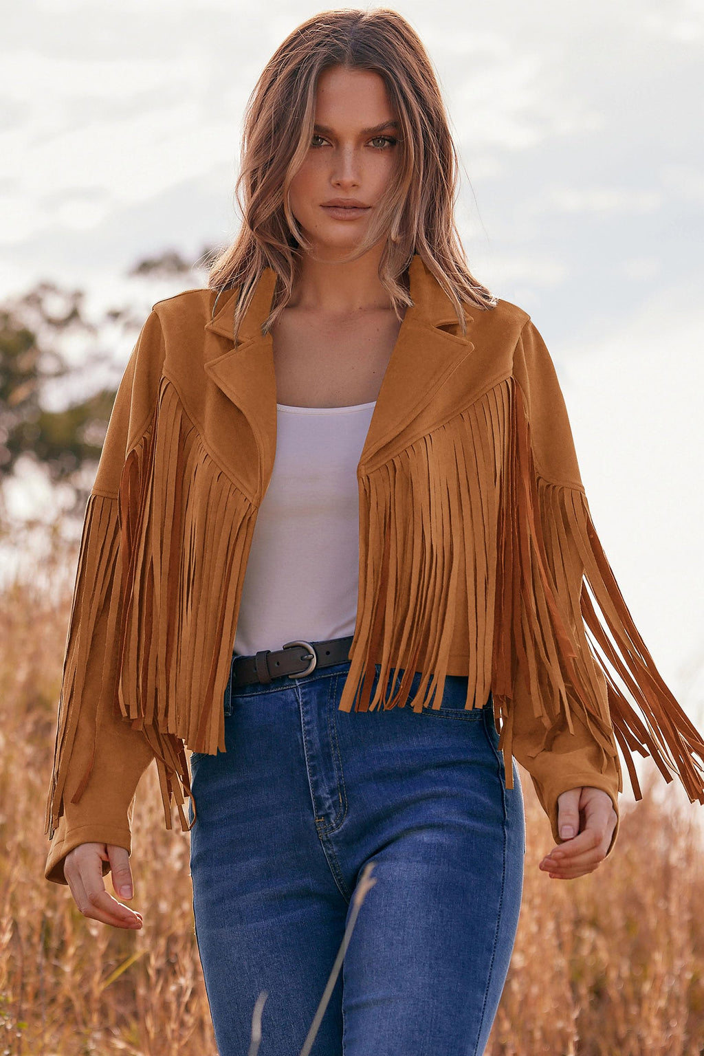 PRETTYGARDEN Women's Fringe Faux Suede Leather Jackets Fall Fashion Tassel Motorcycle Cropped Coats