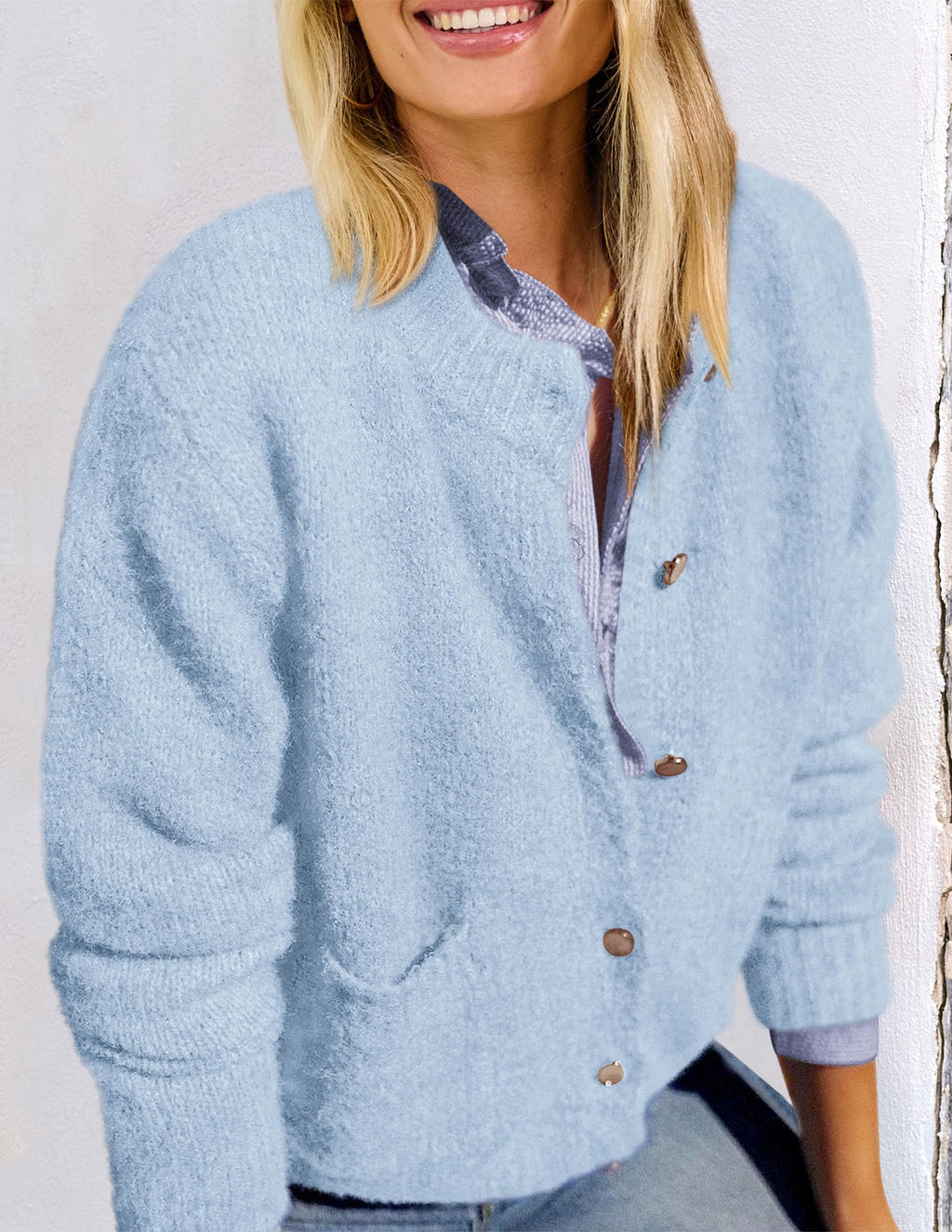 PRETTYGARDEN Women's Knit Cardigan Sweaters Casual Long Sleeve Open Front Button Up Ribbed Fall Spring Sweater Jackets