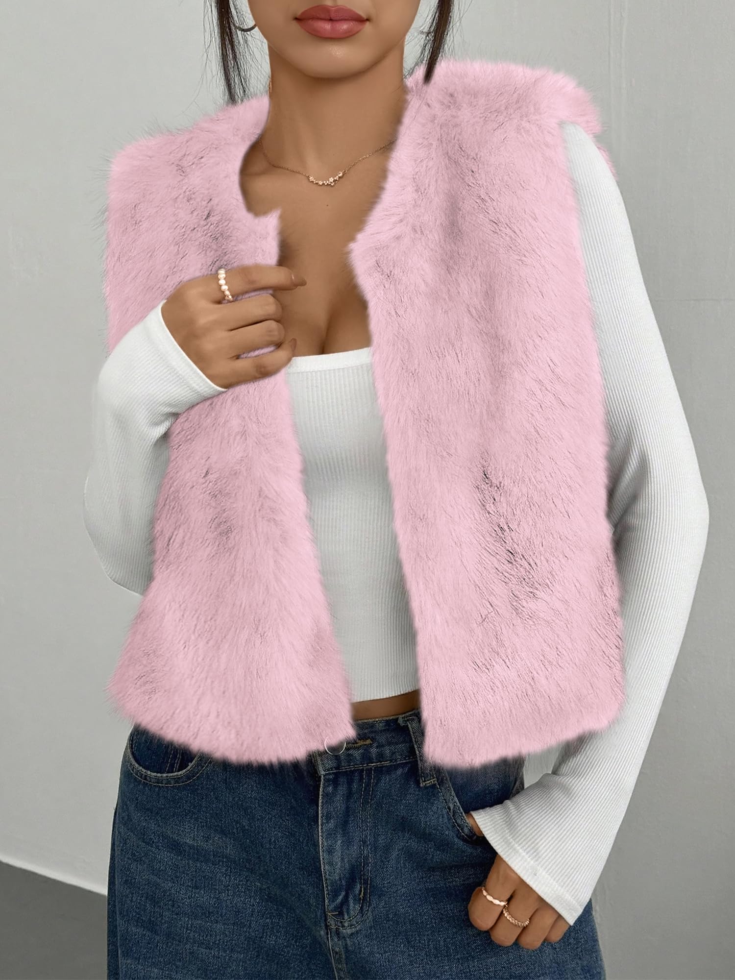 BTFBM Faux Fur Vest Women Fall Fashion Sleeveless Fuzzy Jacket Fluffy Coats Winter Clothing Furry Outerwear Vests