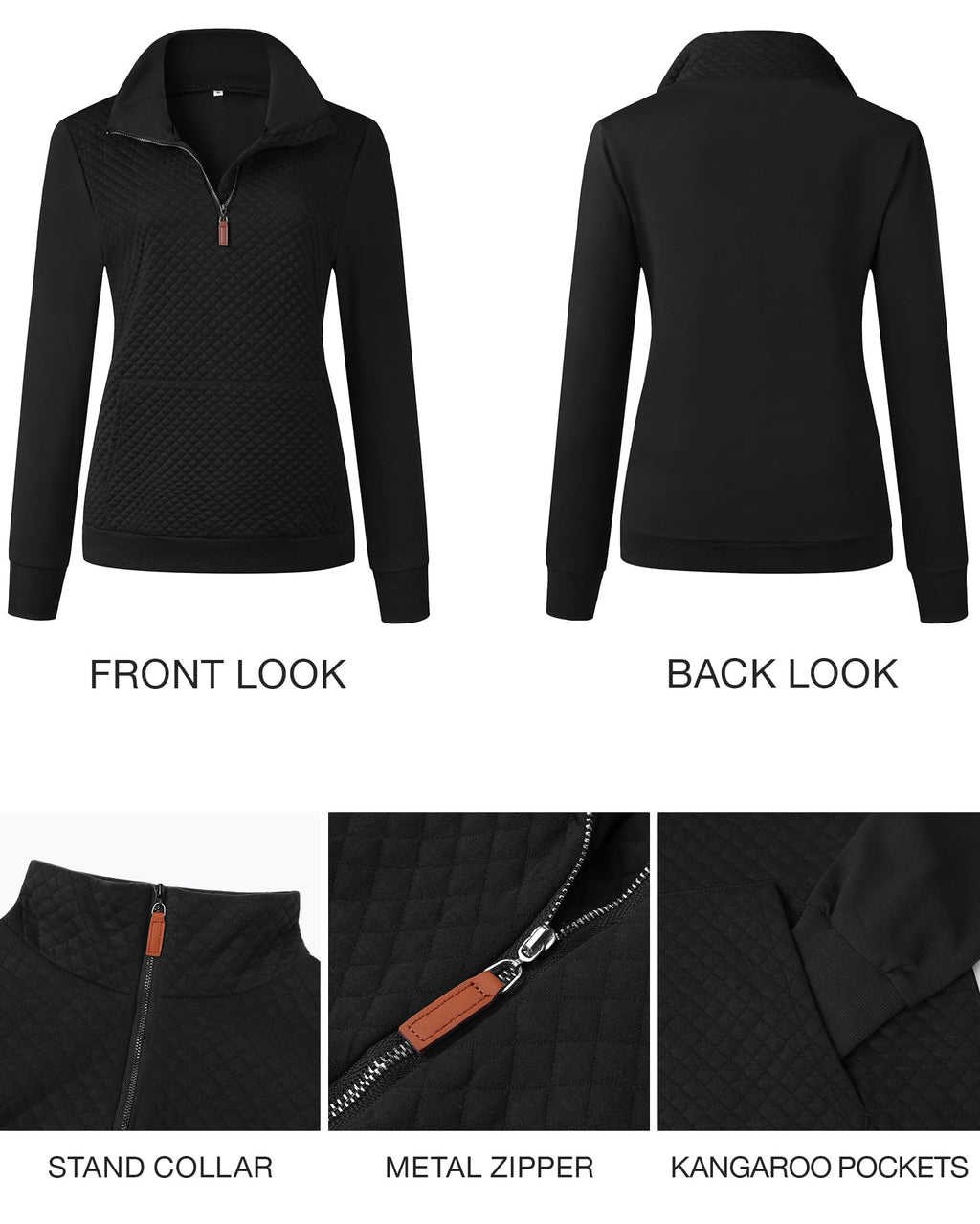 BTFBM Women Fashion Quilted Pattern Lightweight Zipper Long Sleeve Plain Casual Ladies Sweatshirts Pullovers Shirts Tops