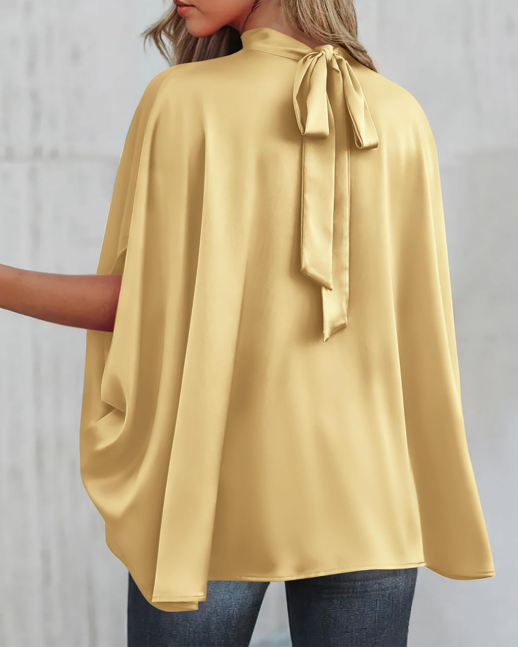 BTFBM Womens Summer Tops Mock Neck Batwing Sleeve Silk Satin Shirts Loose Oversized Dressy Casual Spring Blouses