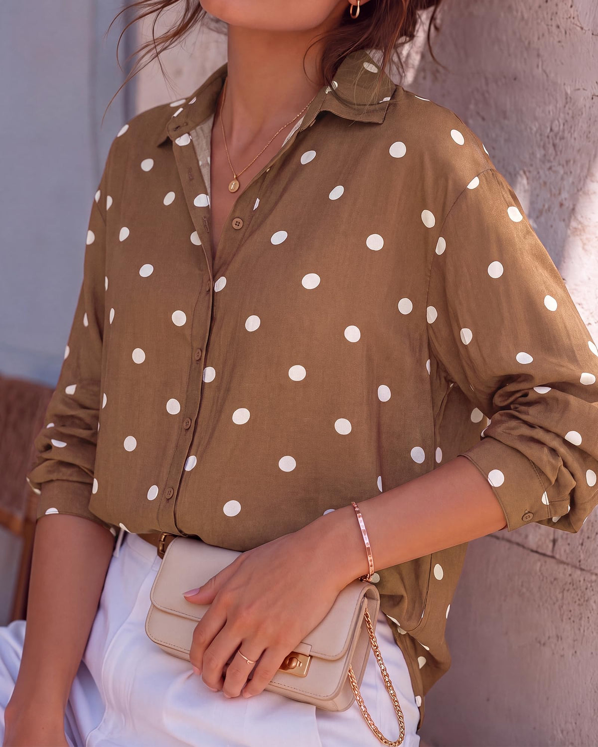 BTFBM Womens Blouses Dressy Casual Floral Long Sleeve Shirts Polka Dot Tops Classic Lapel Collar,Button Cuffs,V Neck Button Down Shirt,Business Casual Outfits,Early Fall Fashion Clothing Trendy
