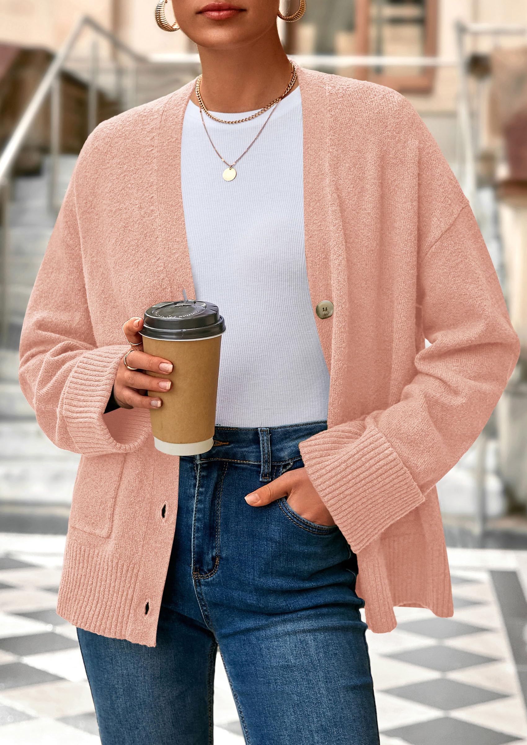 PRETTYGARDEN Women's Oversized Cardigan Sweaters Trendy Chunky Knit Long Sleeve V Neck Button Down Fall Winter Outfits