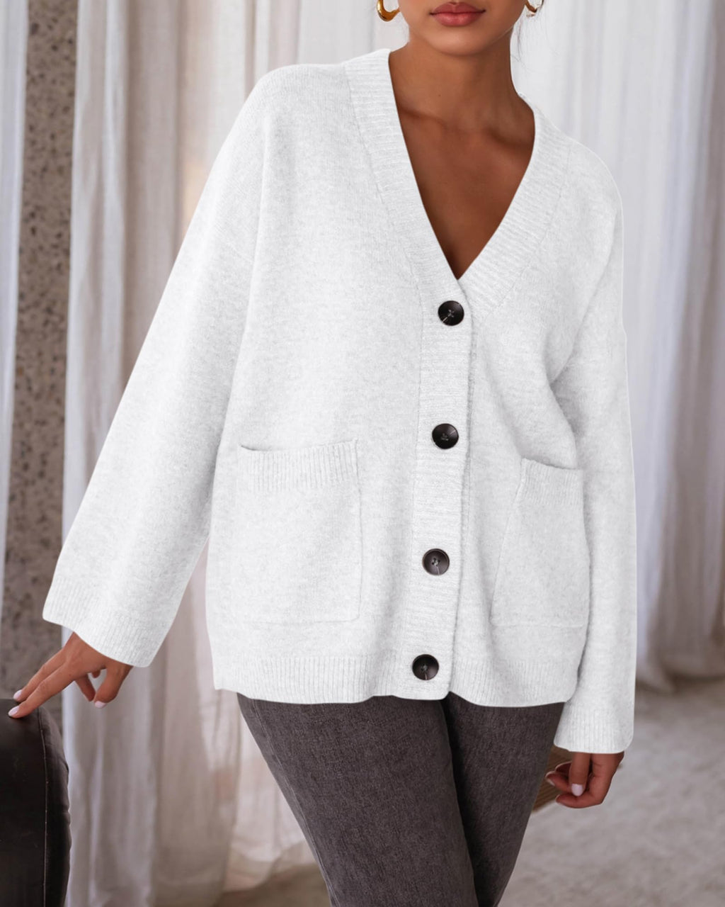 BTFBM Oversized Cardigan Sweaters for Women Trendy Fall Fashion Button Down Long Sleeve Chunky Knit Cardigans