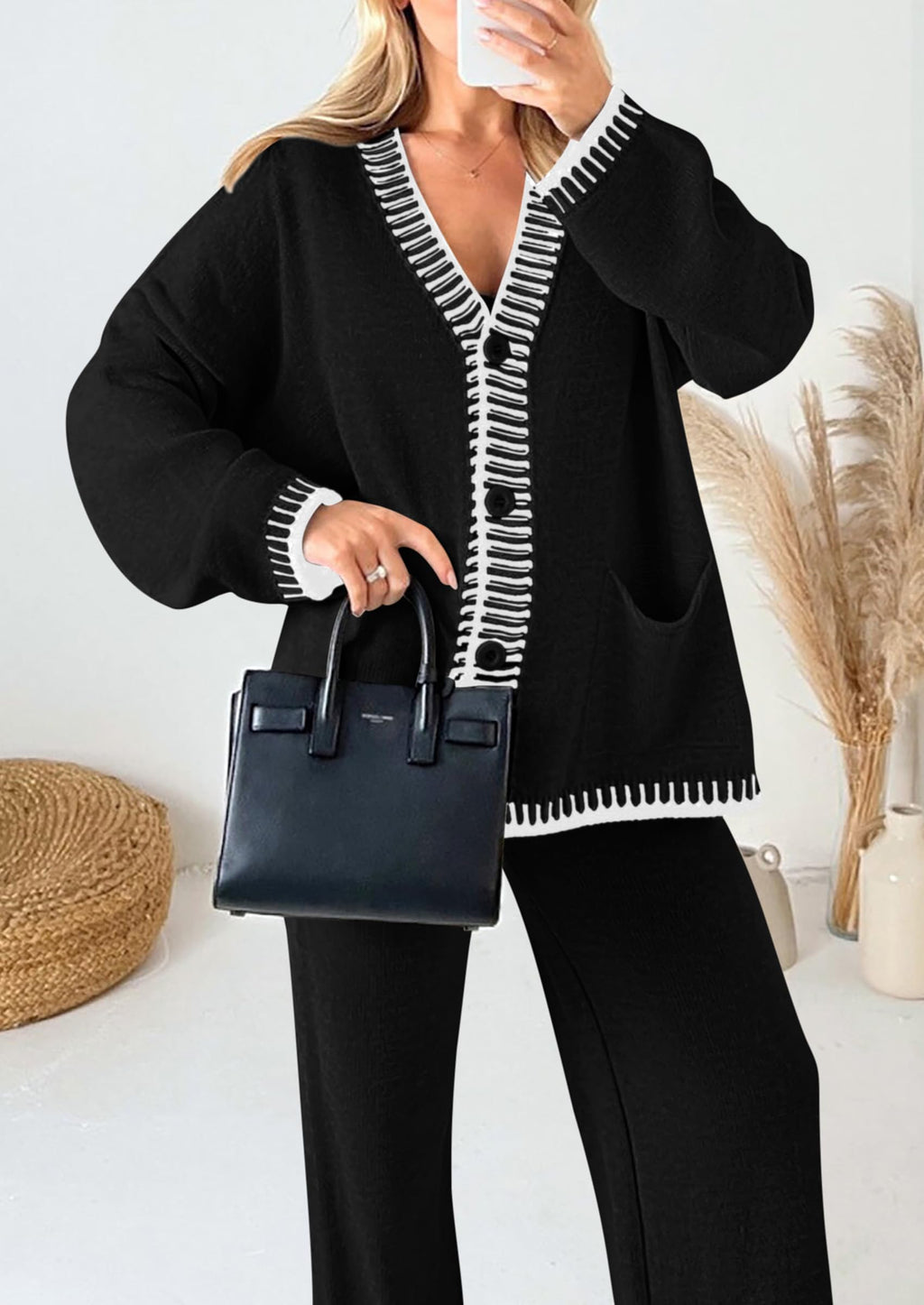 PRETTYGARDEN Lounge Sets for Women Fall Loungewear 2 Piece Outfits Cardigan Sweaters Track Suit Matching Winter Clothing