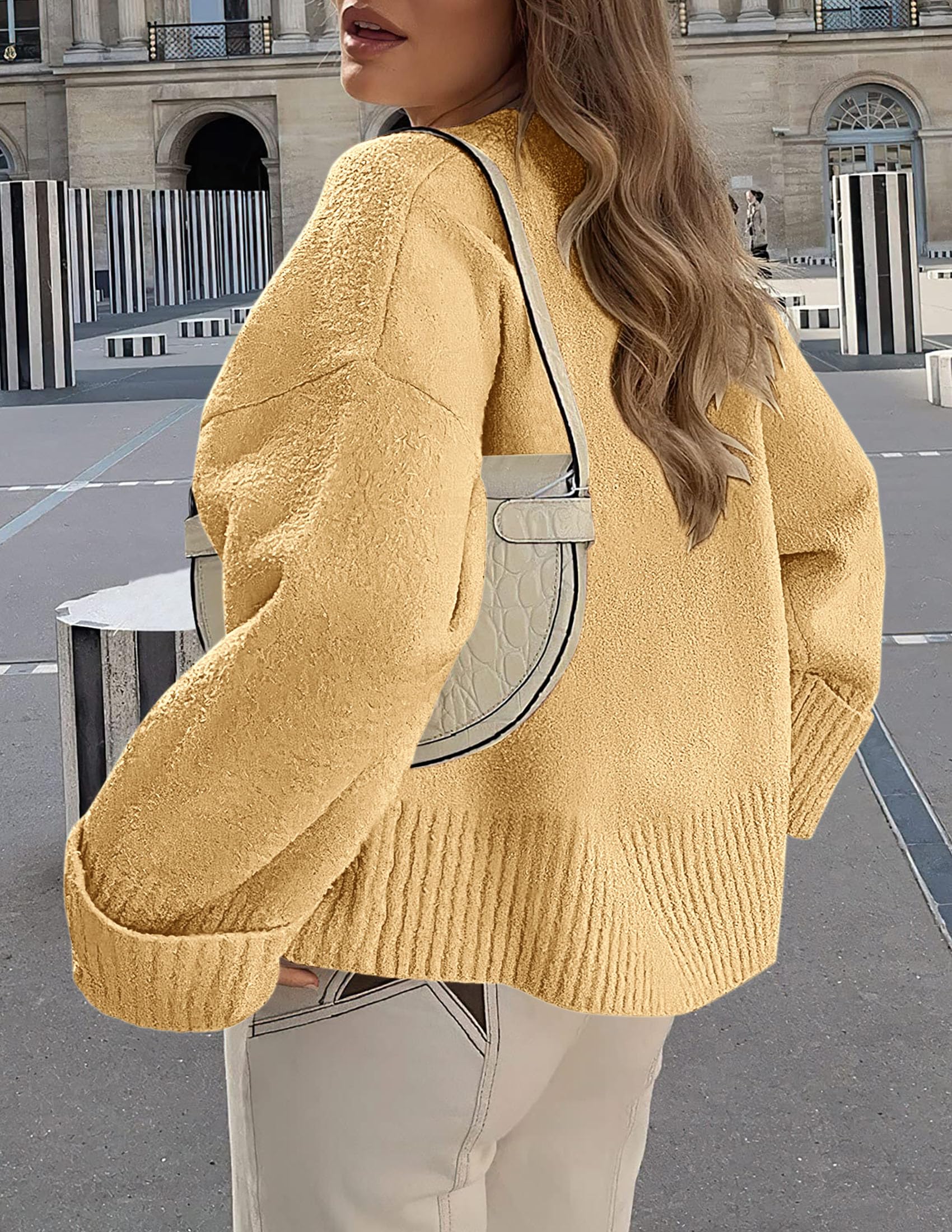 PRETTYGARDEN Women's Fall Oversized Sweaters Casual Crewneck Pullover Long Sleeve Fuzzy Chunky Knit Tops Blouse