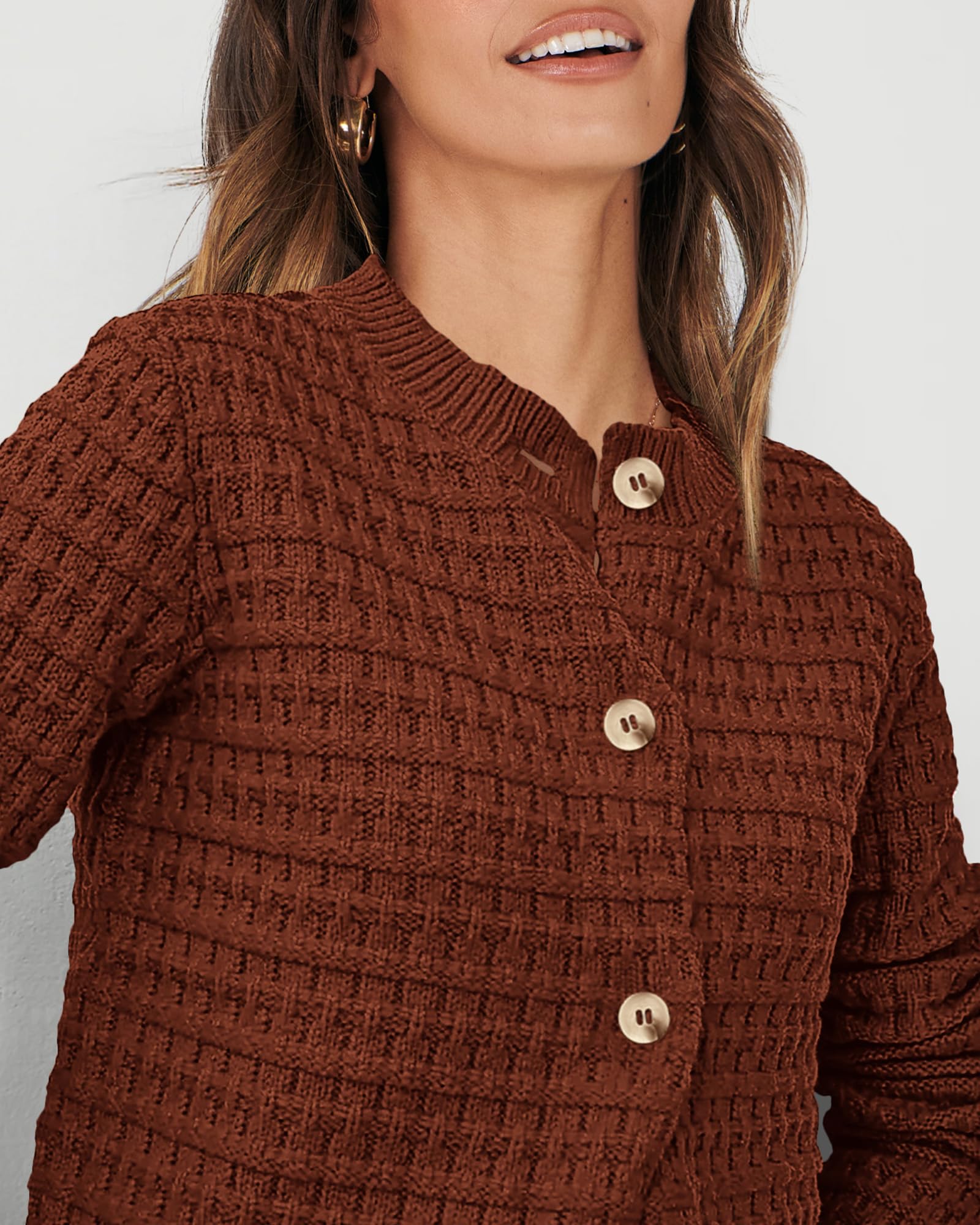 PRETTYGARDEN Women's Knit Cardigan Sweaters Casual Long Sleeve Open Front Button Down Trendy Jackets Outerwear