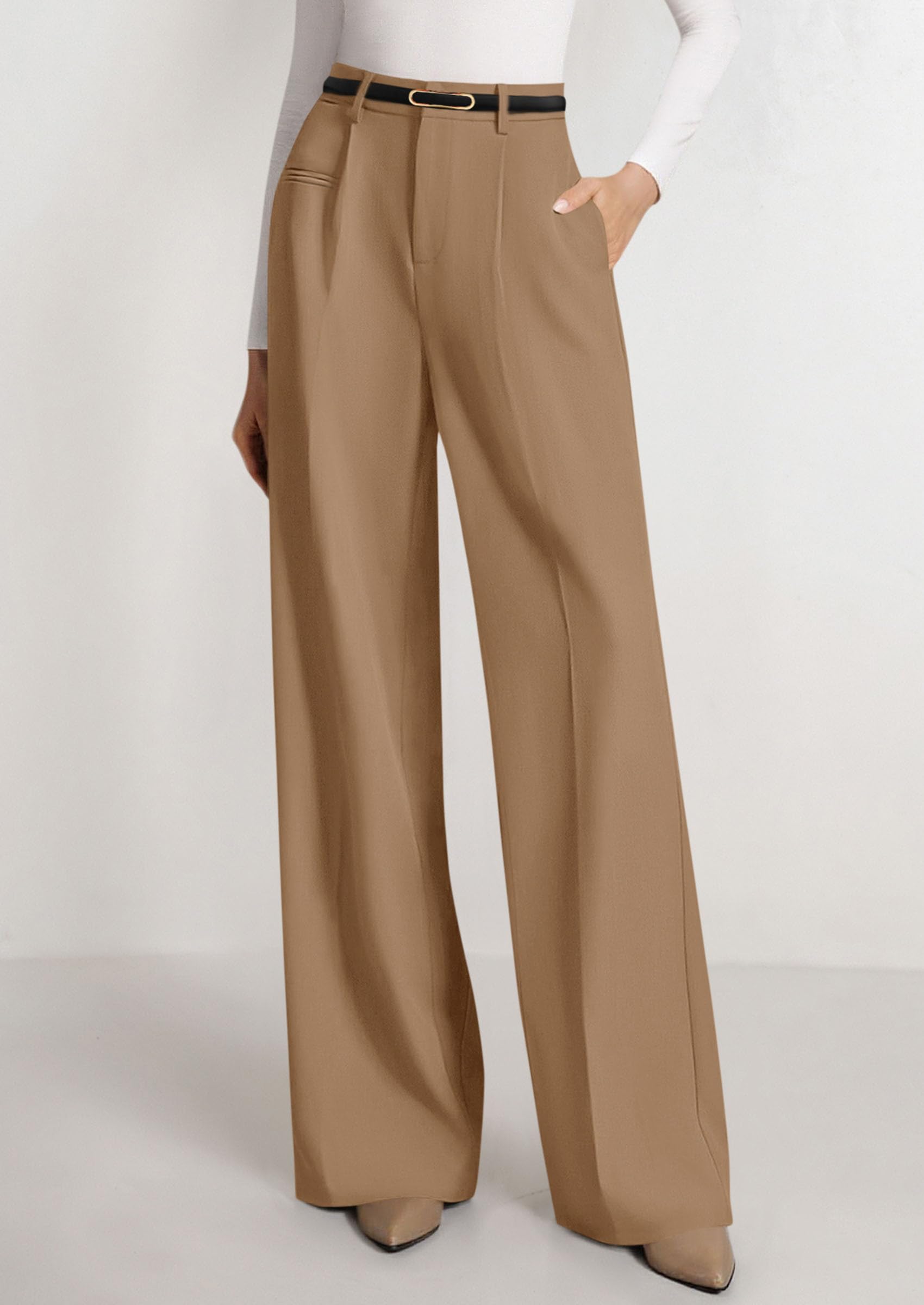PRETTYGARDEN Womens Wide Leg Dress Pants Business Casual Flowy Work Palazzo Pants High Waisted Slacks Trousers