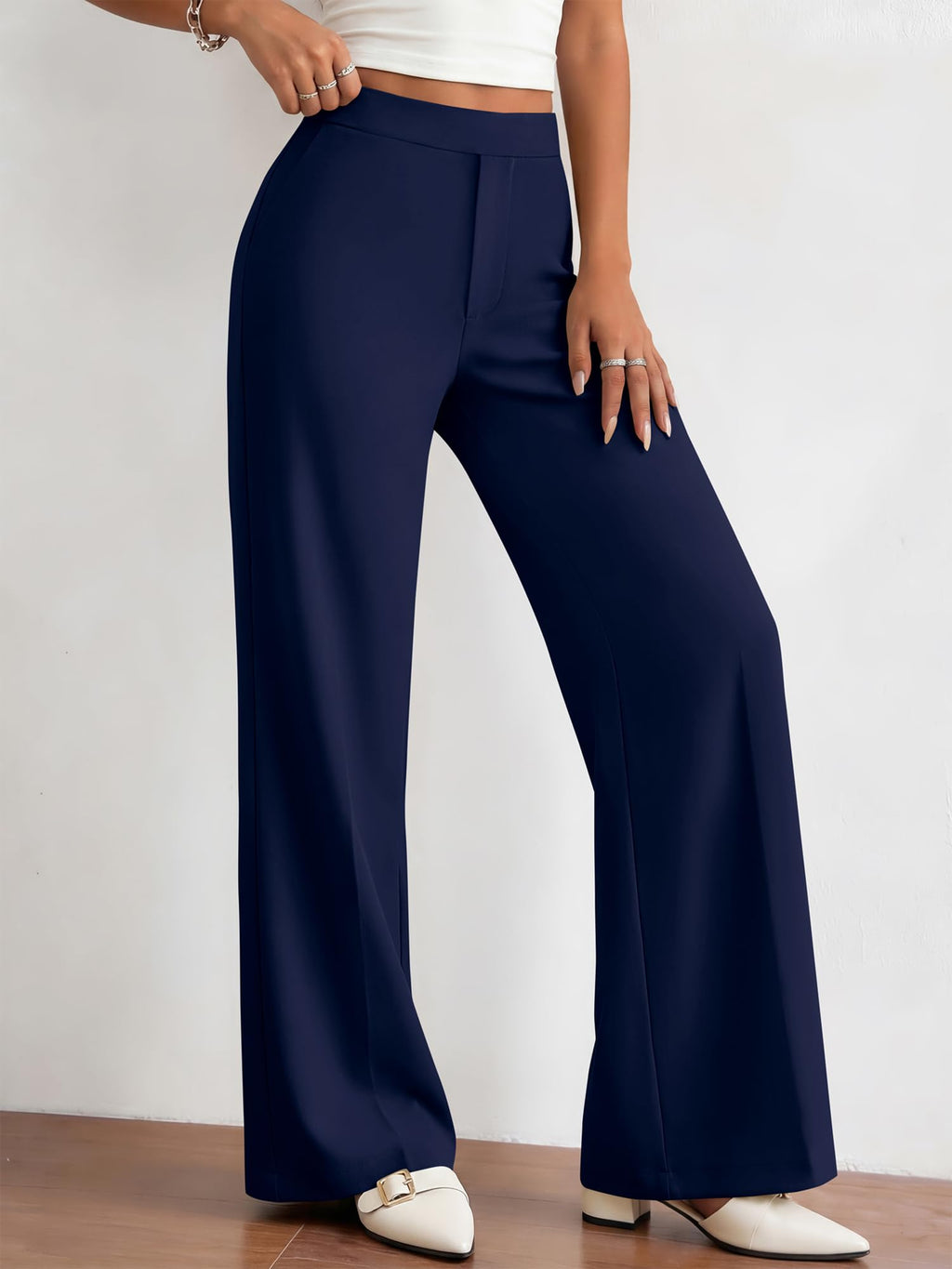 BTFBM Womens Dress Pants Wide Leg Trousers Pockets | High Waisted Long Business Casual Slacks Fall Fashion