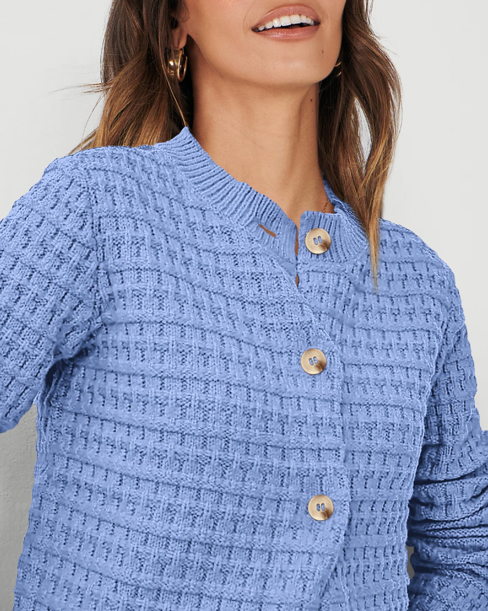 PRETTYGARDEN Women's Knit Cardigan Sweaters Casual Long Sleeve Open Front Button Down Trendy Jackets Outerwear