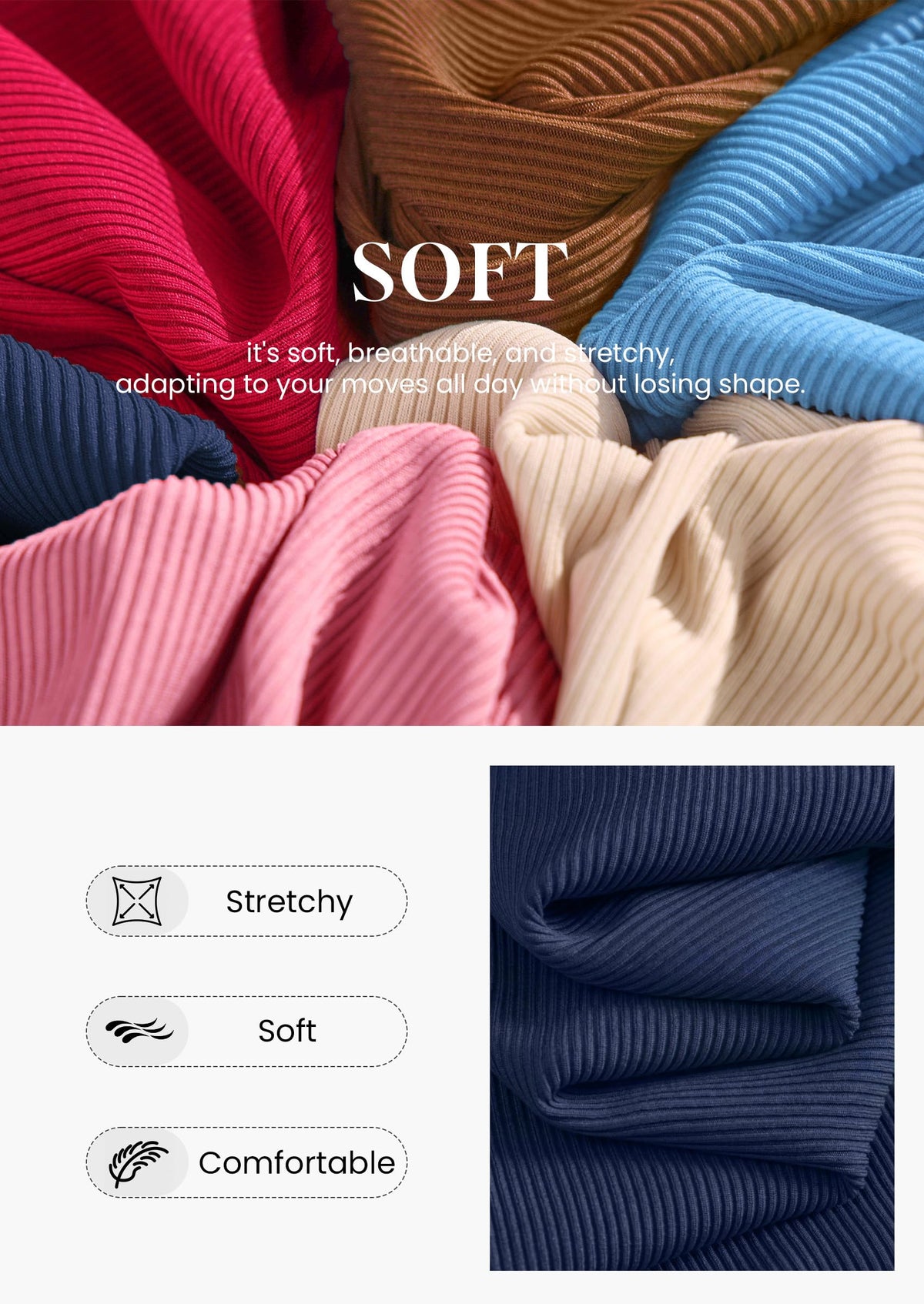 PRETTYGARDEN Womens Long Sleeve Shirts Fall Ribbed Basic Tee Soft Stretchy Slim Fitted Tops, Cute Going Out Y2K Clothes, Daily Wear Business Casual Work Blouses, Trendy Fashion Layering