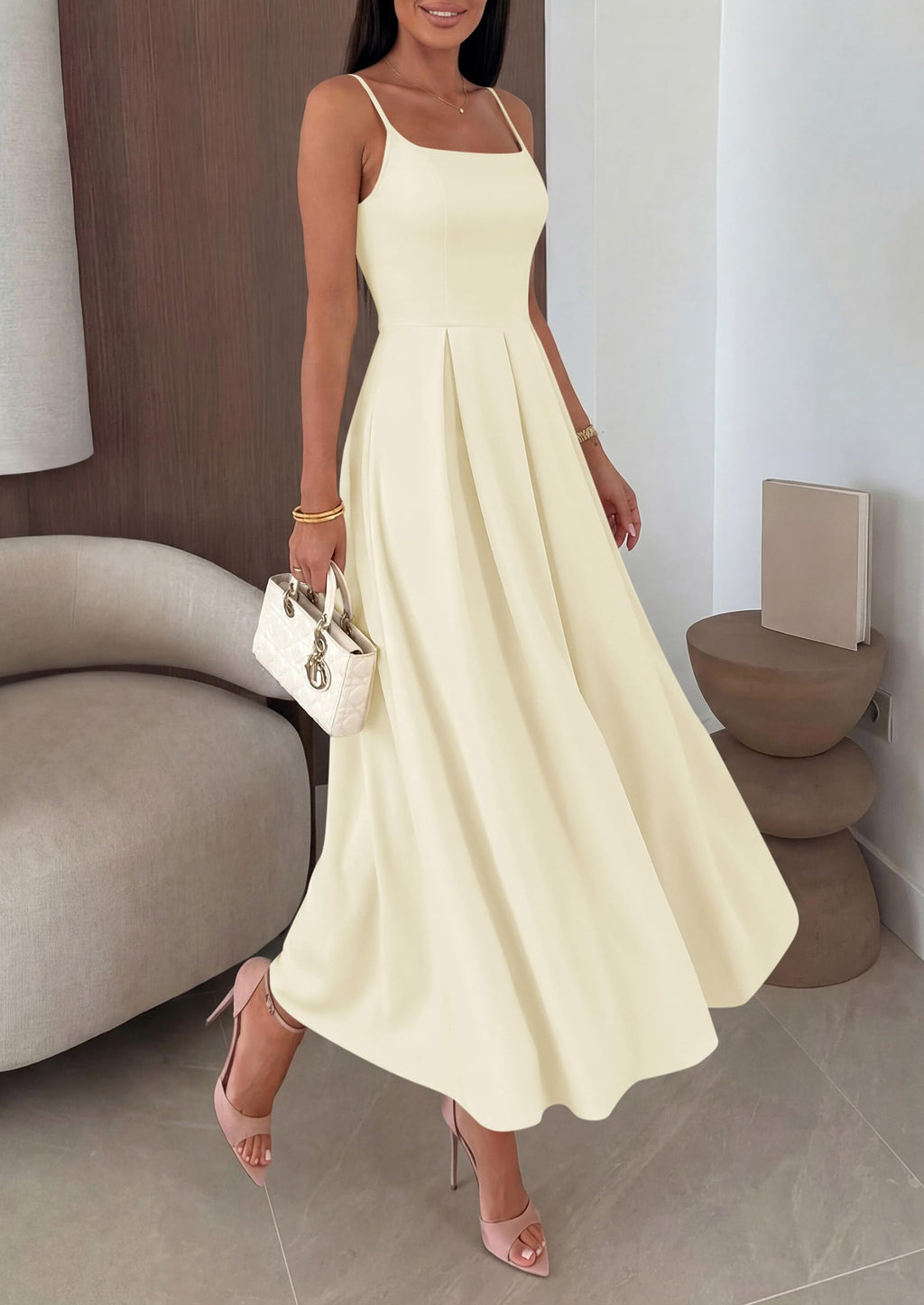 PRETTYGARDEN Cocktail Dresses for Women  Spring Elegant Ruffle A Line Long Flowy Summer Formal Wedding Guest Maxi Dress