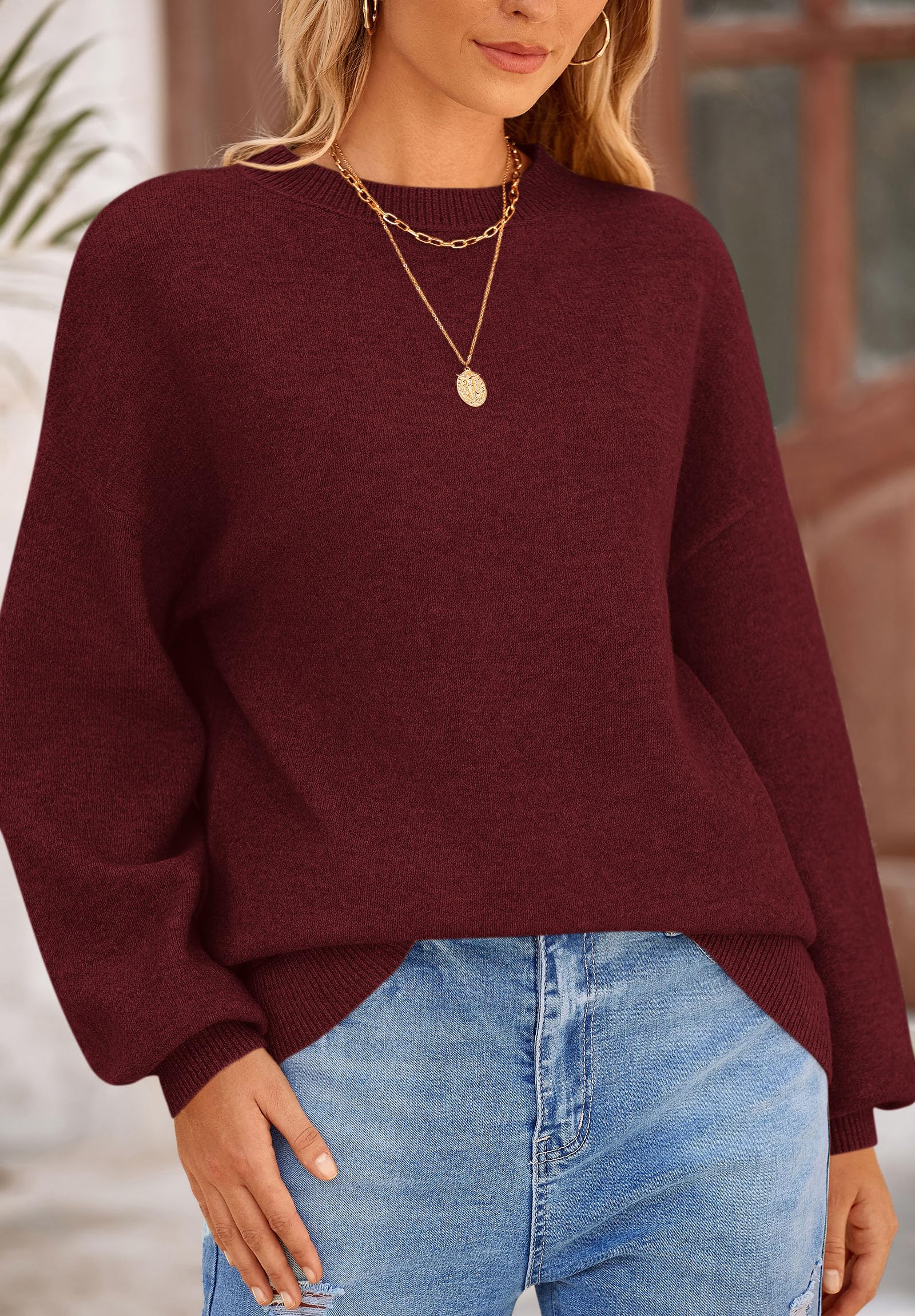 PRETTYGARDEN Women's Fall Sweaters Casual Crew Neck Long Sleeve Pullover Tops Ribbed Knit Loose Fit Winter Clothes