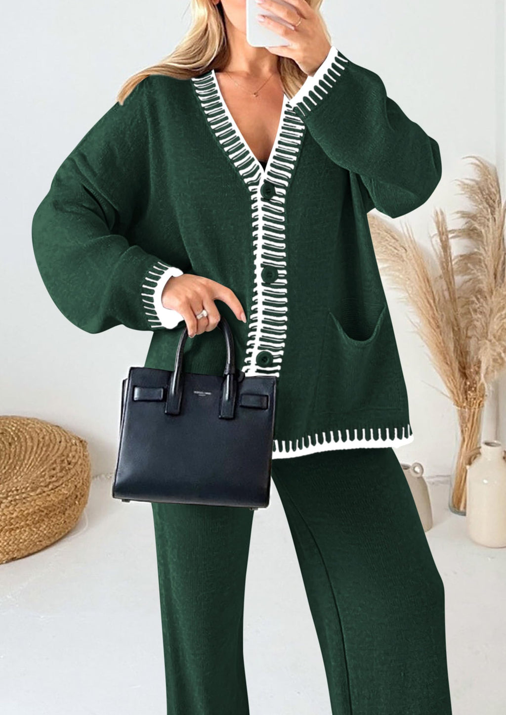 PRETTYGARDEN Lounge Sets for Women Fall Loungewear 2 Piece Outfits Cardigan Sweaters Track Suit Matching Winter Clothing