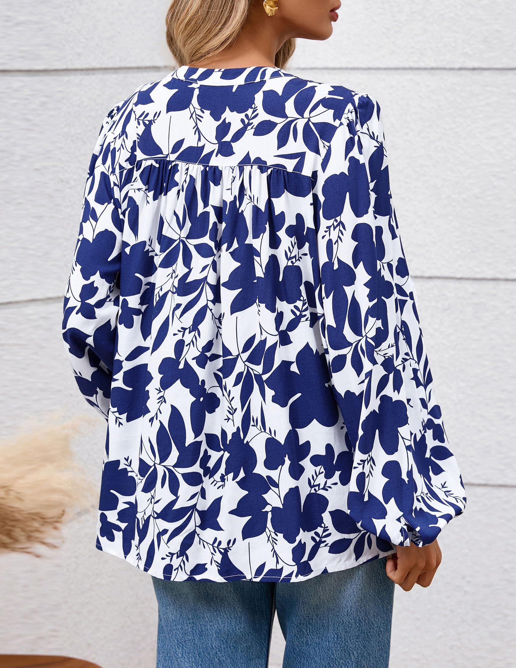 PRETTYGARDEN Women's Floral Button Down Blouse Fall Fashion Dressy Casual Long Sleeve Oversized Shirts Top Boho Clothes