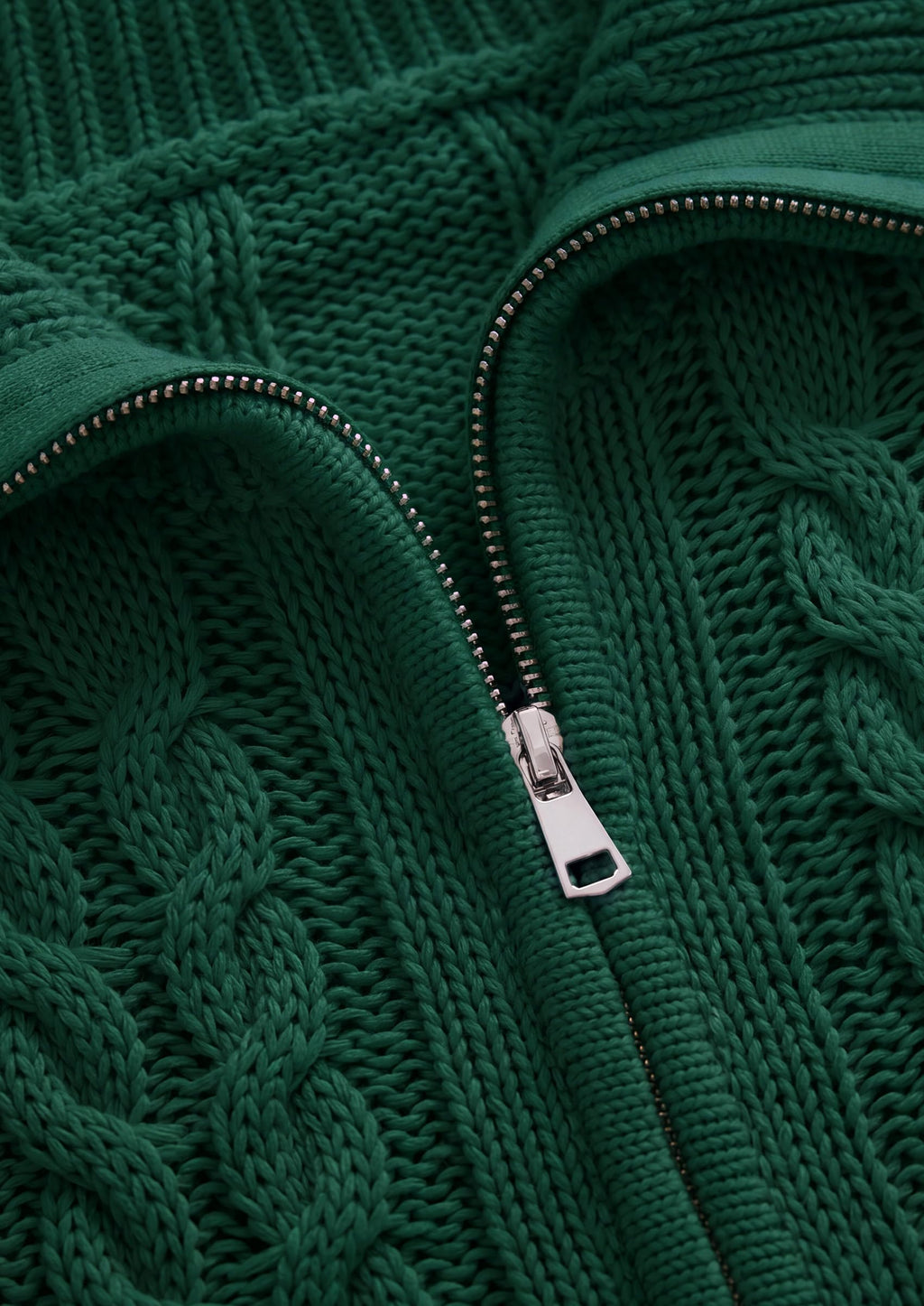 PRETTYGARDEN Women's Cable Knit Cropped Cardigan Sweaters Oversized Sweater, Long Sleeve Zip Up Jacket, Collared Neck, Ribbed Hem, Cozy Soft Casual Wear, Fall Clothes Winter Outerwear