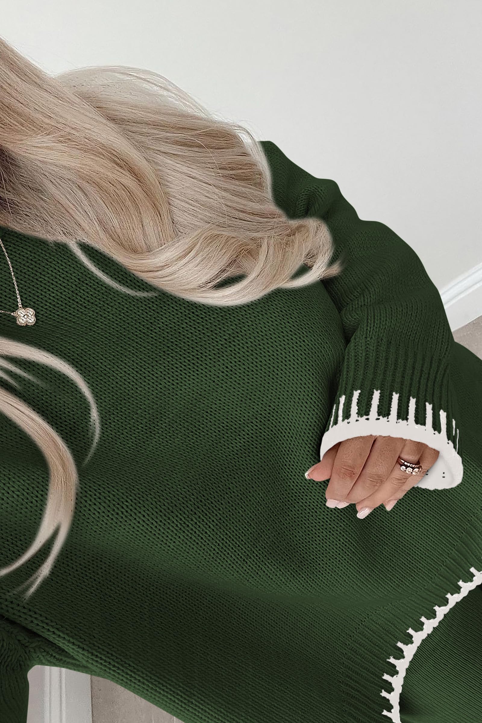 PRETTYGARDEN Women's 2 Piece Knit Sweater Outfit Casual Long Sleeve Pullover Wide Leg Pants Tracksuit Loungewear Set