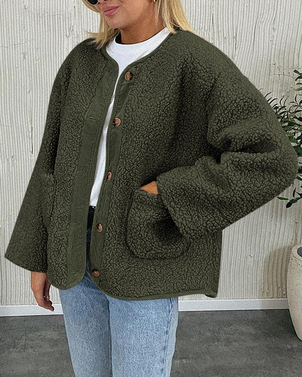 PRETTYGARDEN Women's Winter Coats Long Sleeve Button up Fuzzy Sherpa Fleece Jackets Outerwear Fall Fashion Clothes
