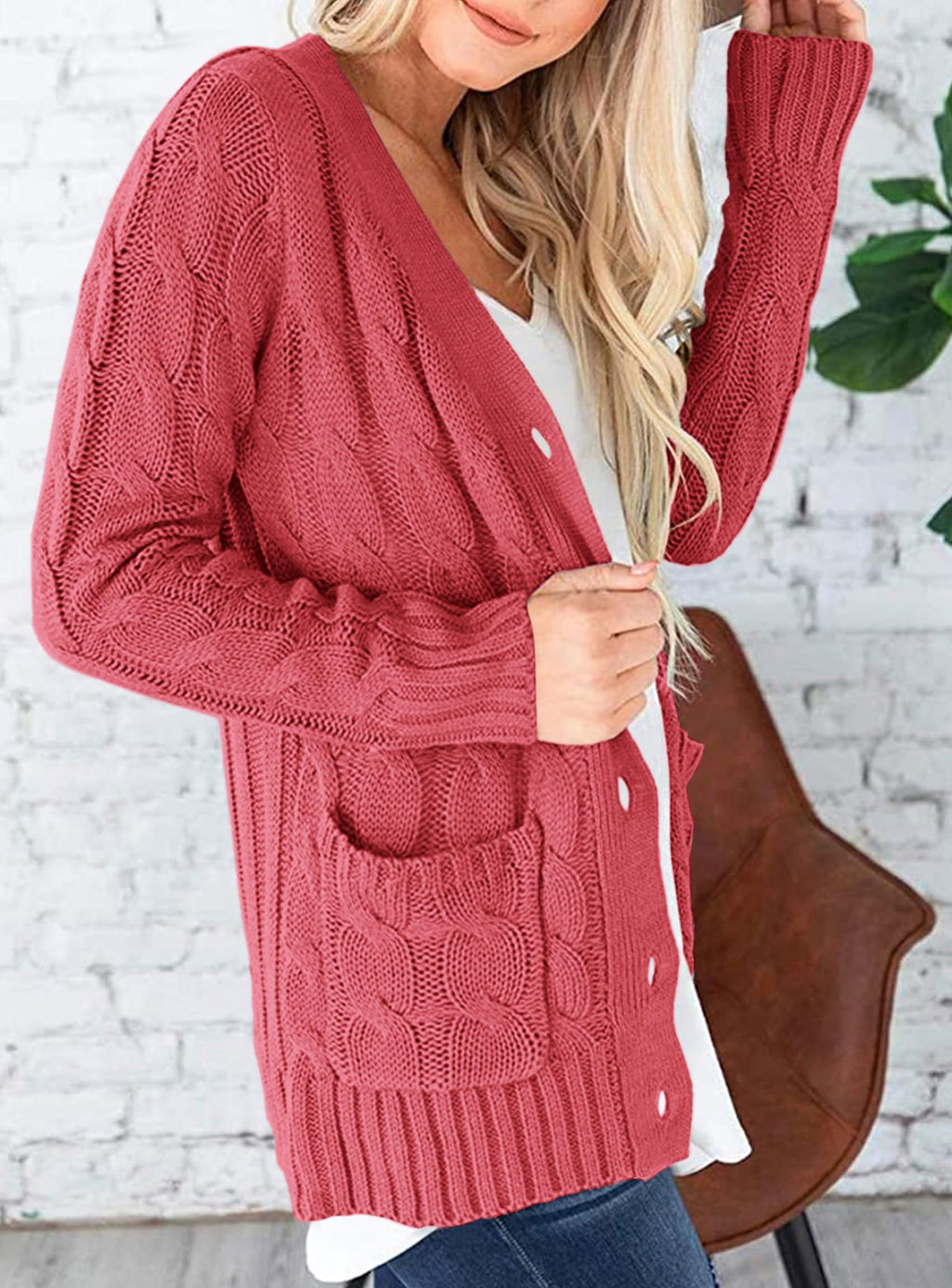 PRETTYGARDEN Women's Open Front Cardigan Sweaters Fall Fashion Button Down Cable Knit Chunky Winter Clothing Outerwear Coats