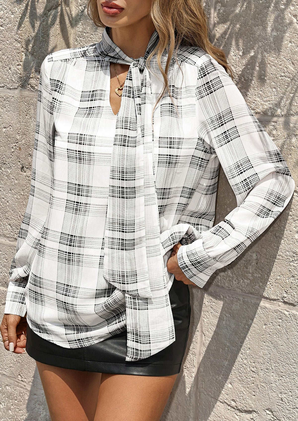 PRETTYGARDEN Women Chiffon Boho Blouses Dressy Casual Flowy Fall Tops, Long Sleeve V Neck Shirts with Tie, Elegant Date Night Outfit for Work Office, Going Out