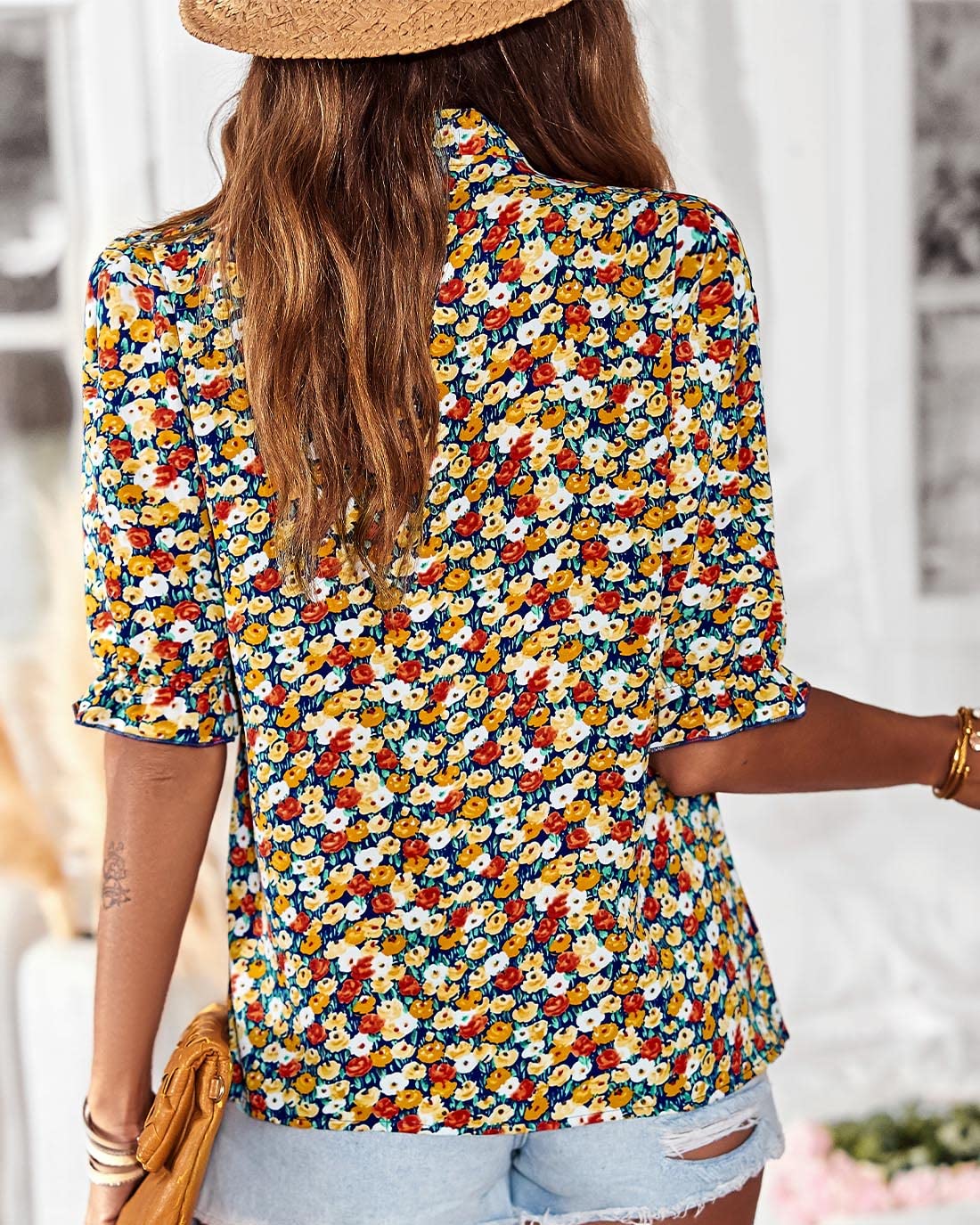 FreshPretty Women's Dressy Casual Blouses Business Work Tops Lace Trim Short Sleeve Office Shirts Summer Spring Outfits