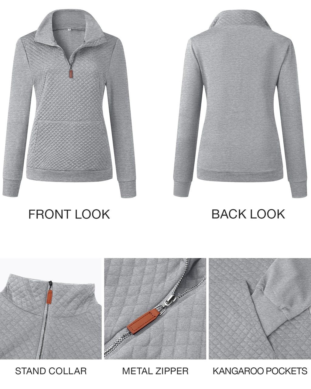 BTFBM Women Fashion Quilted Pattern Lightweight Zipper Long Sleeve Plain Casual Ladies Sweatshirts Pullovers Shirts Tops